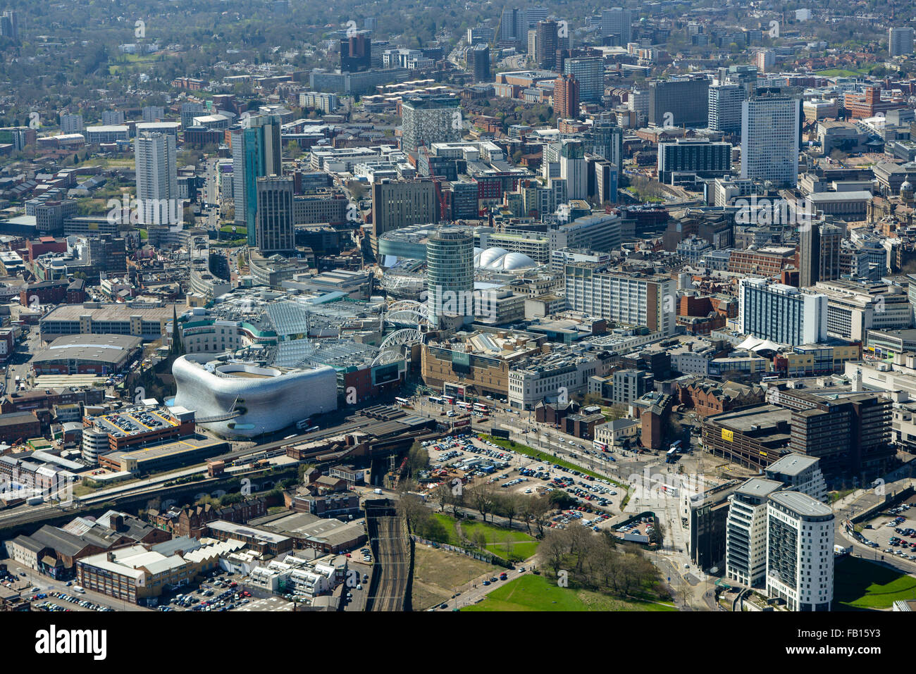 An aerial view the City Centre of Birmingham in the West Midlands, UK Stock Photo