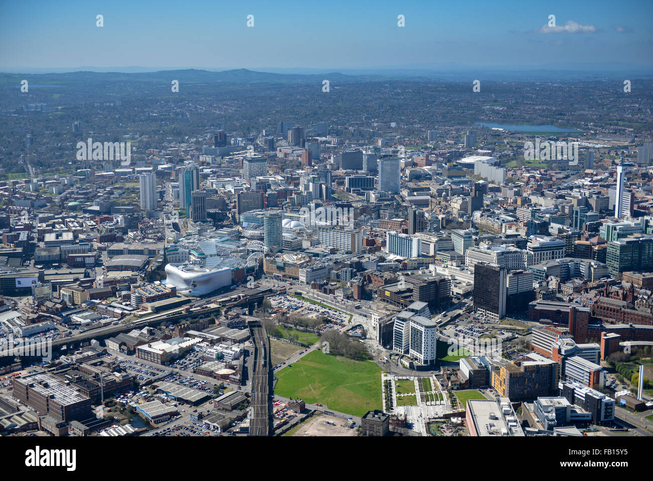 An aerial view the City Centre of Birmingham in the West Midlands, UK Stock Photo