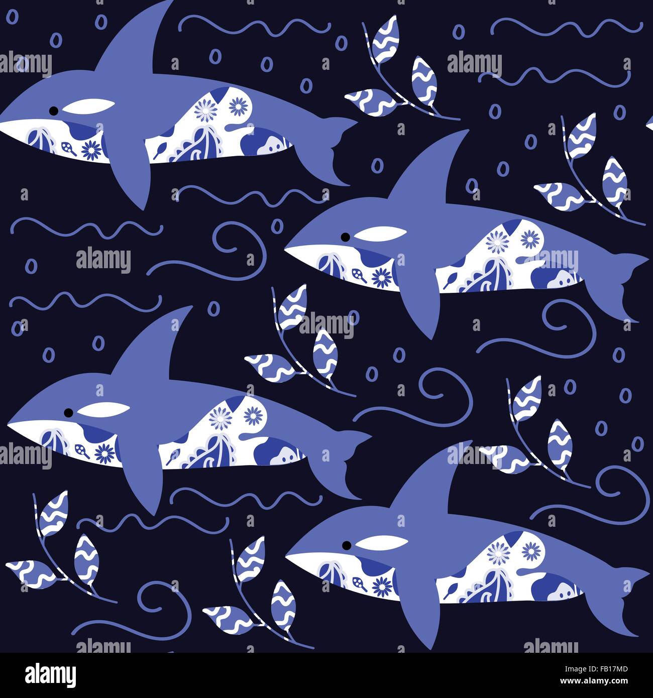 Cartoon killer whale seamless pattern and seamless pattern in swatch ...