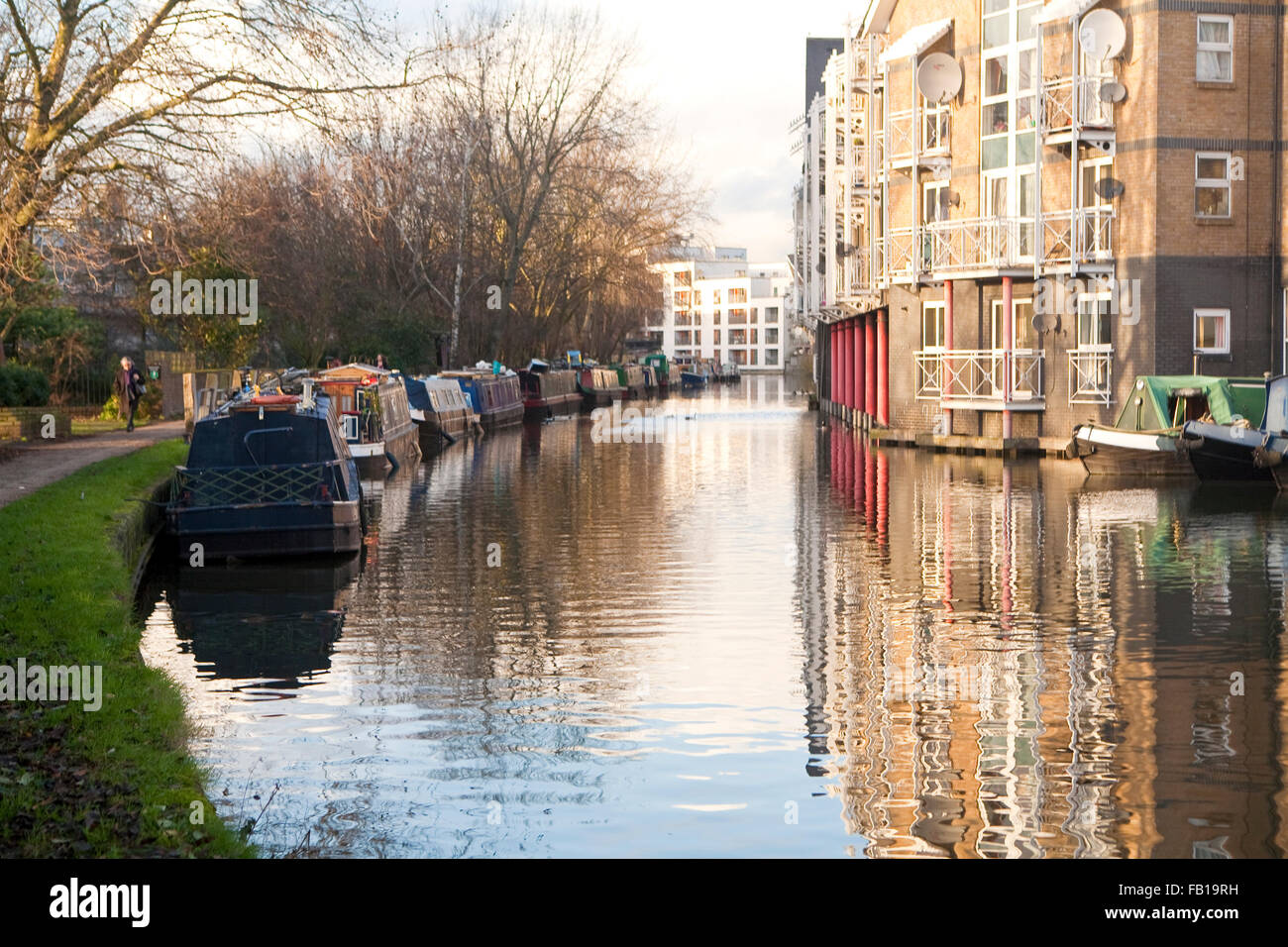 Living on the Grand Union Canal. Canal boats and new apartment
