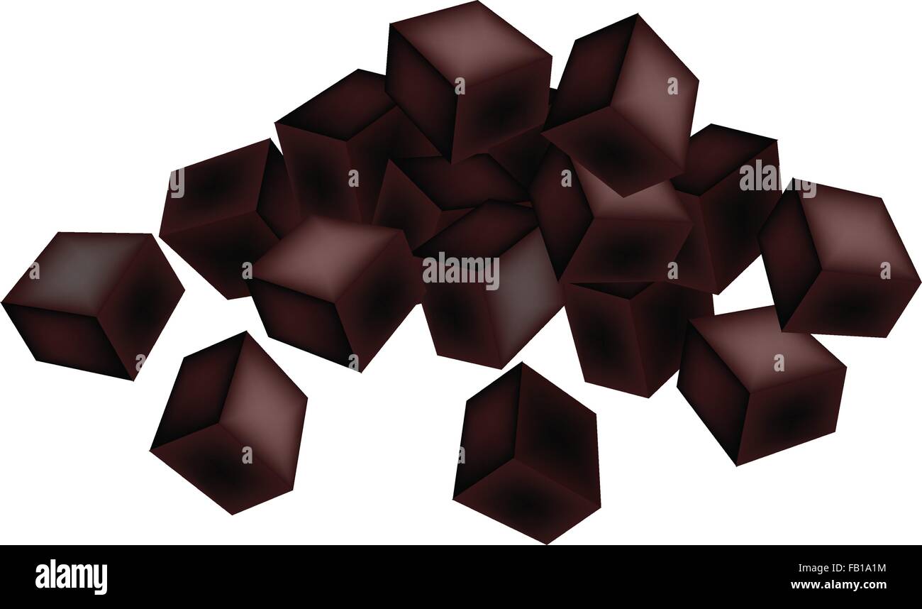 Sweet Food and Dessert, An Illustration of Grass jelly or Chinese Black Jelly Isolated on White