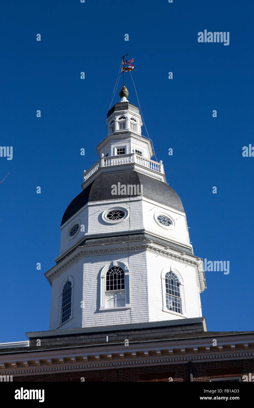 Dome of the Maryland State House Capitol which is located in Annapolis, MD, USA. Stock Photo