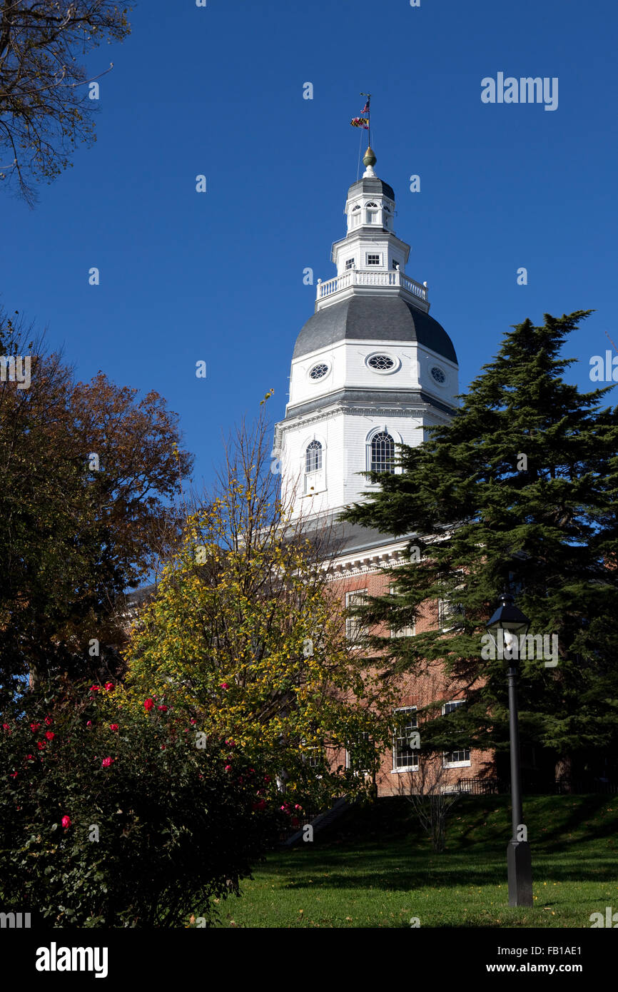 The Maryland State House is located in Annapolis, MD, USA. Stock Photo
