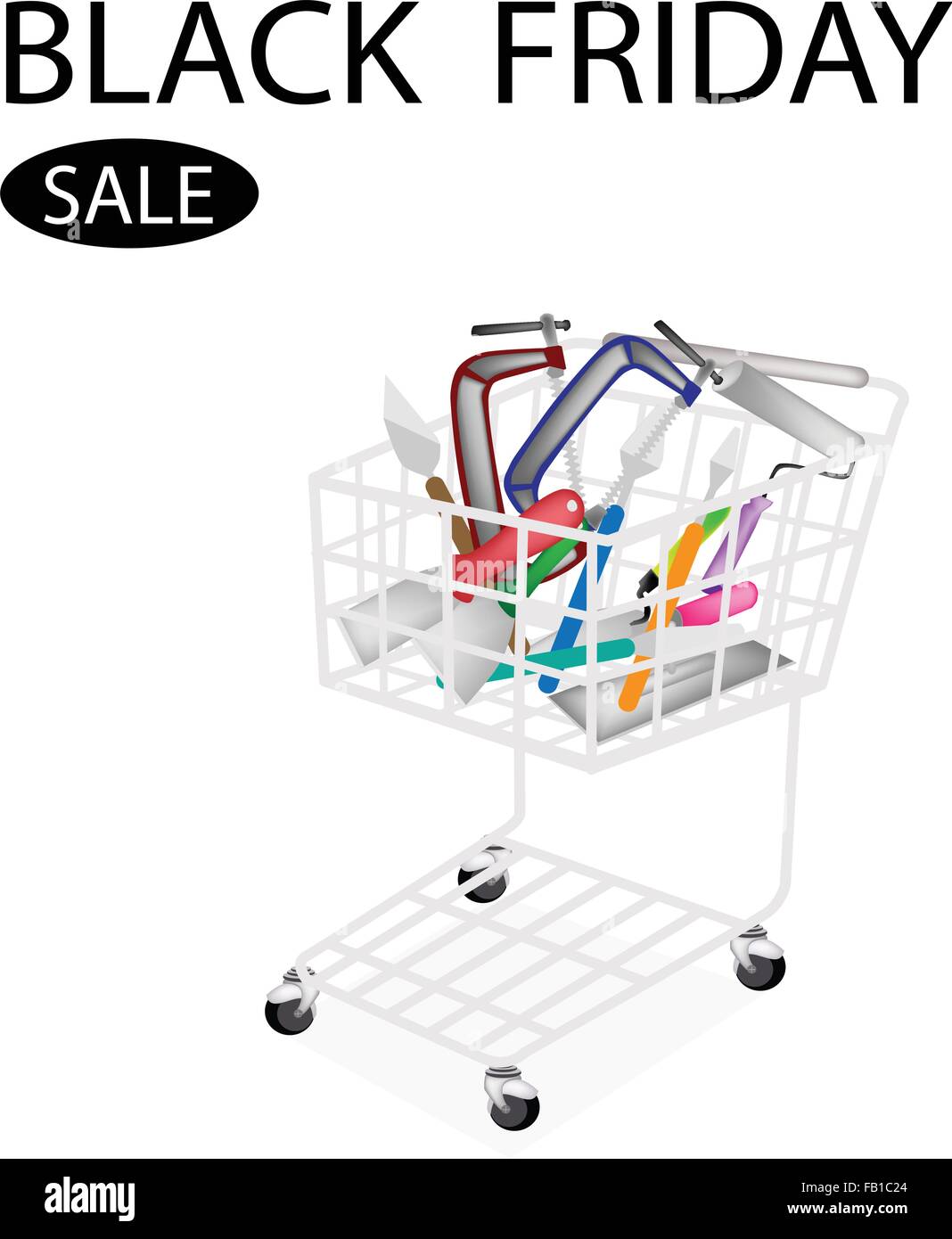 A Shopping Cart Full with Builder Tools or Hand Tools for Black Friday
