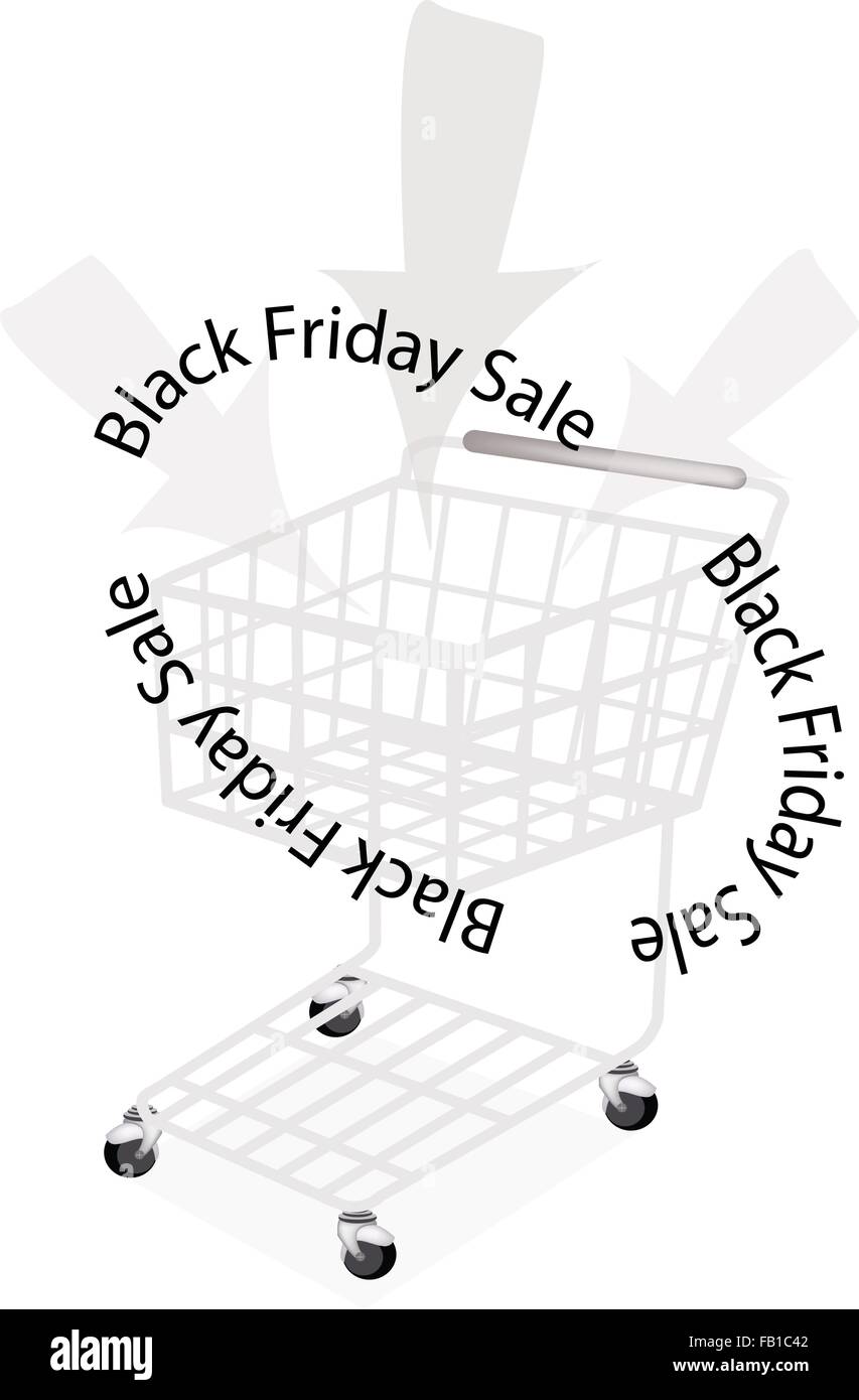 Shopping Cart on Black Friday Sale, Sign for Start Christmas Shopping