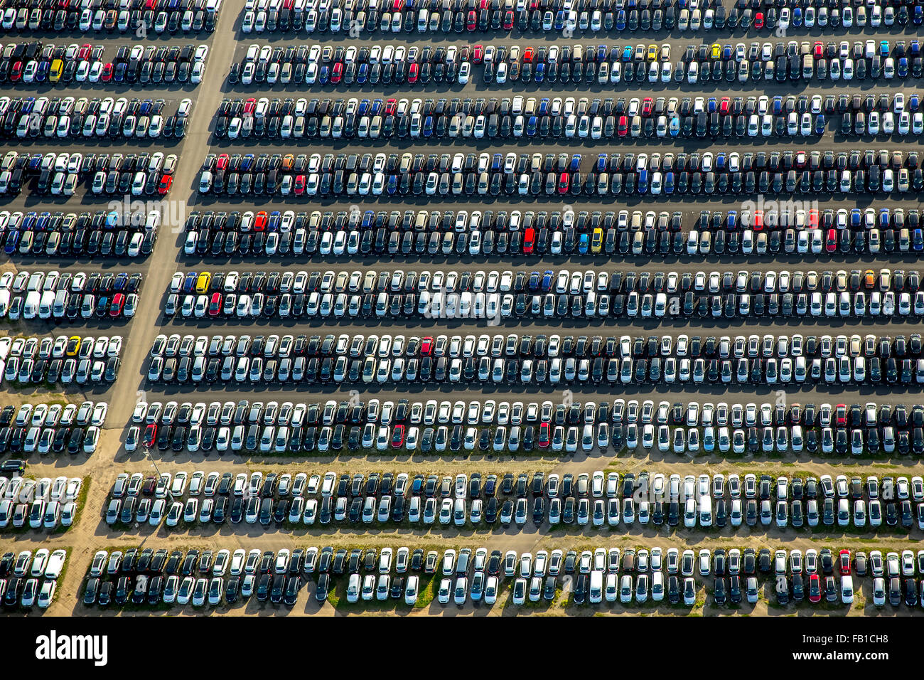 Automobile import, car stockpile, sales, Zülpich, Rhineland, North Rhine-Westphalia, Germany Stock Photo