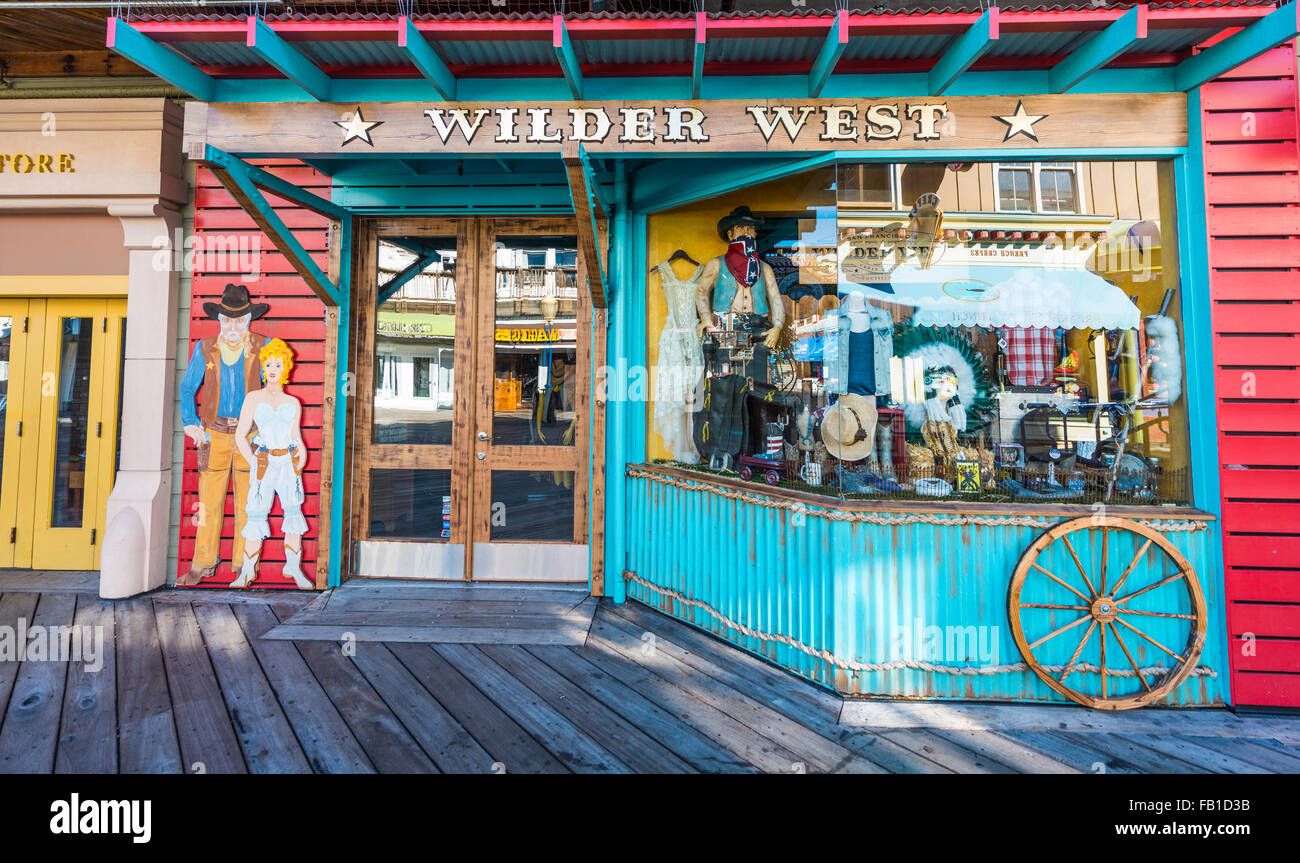 Wilder West, booth on Pier 39, port, San Francisco, California, USA