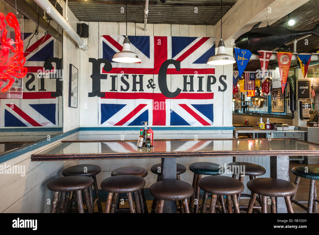 Fish and chips, restaurant on Pier 39, port, San Francisco