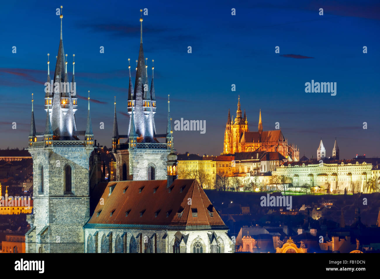Aerial view over Old Town, Prague, Czech Republic Stock Photo