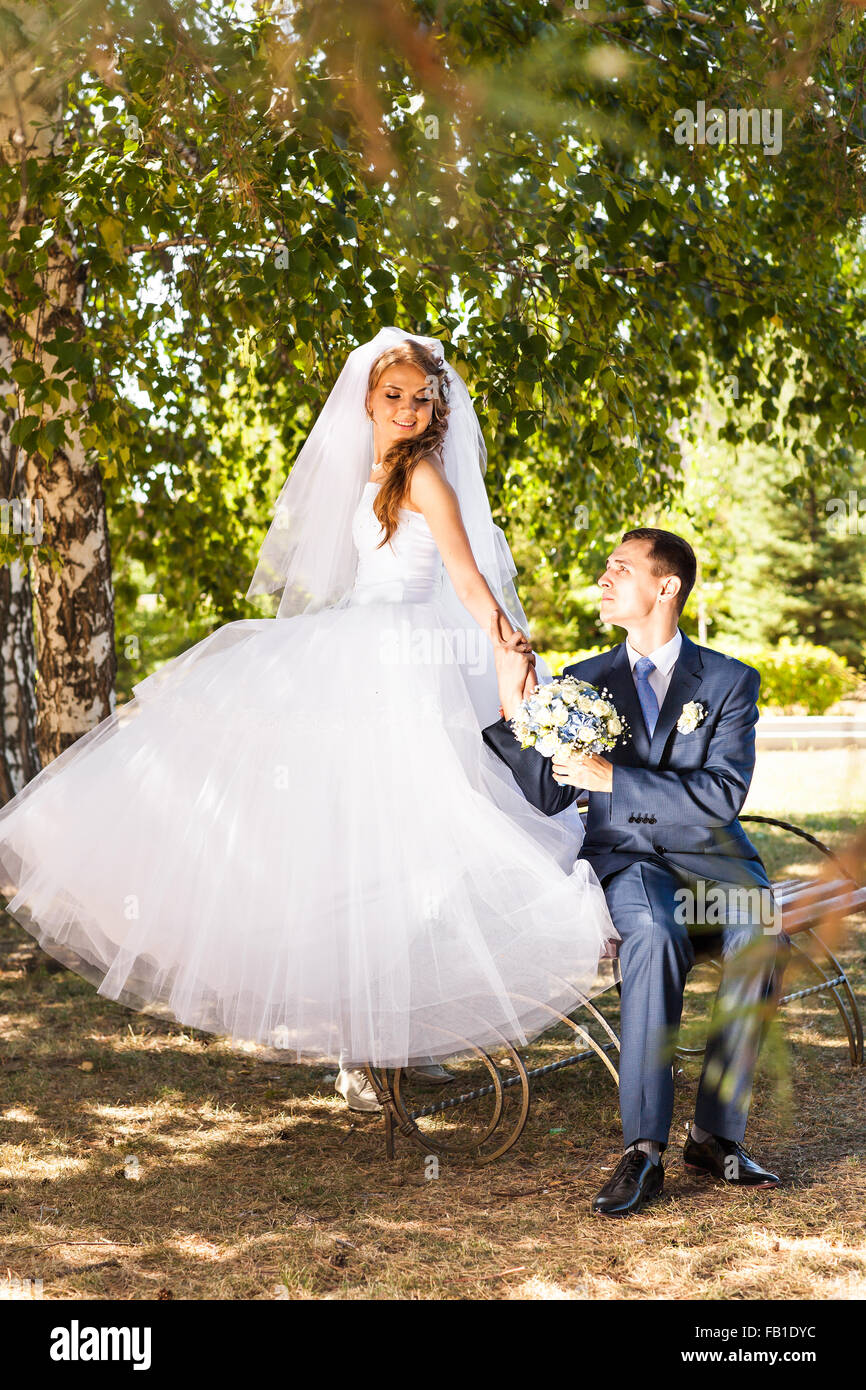 Happy bride and groom on their wedding Stock Photo - Alamy