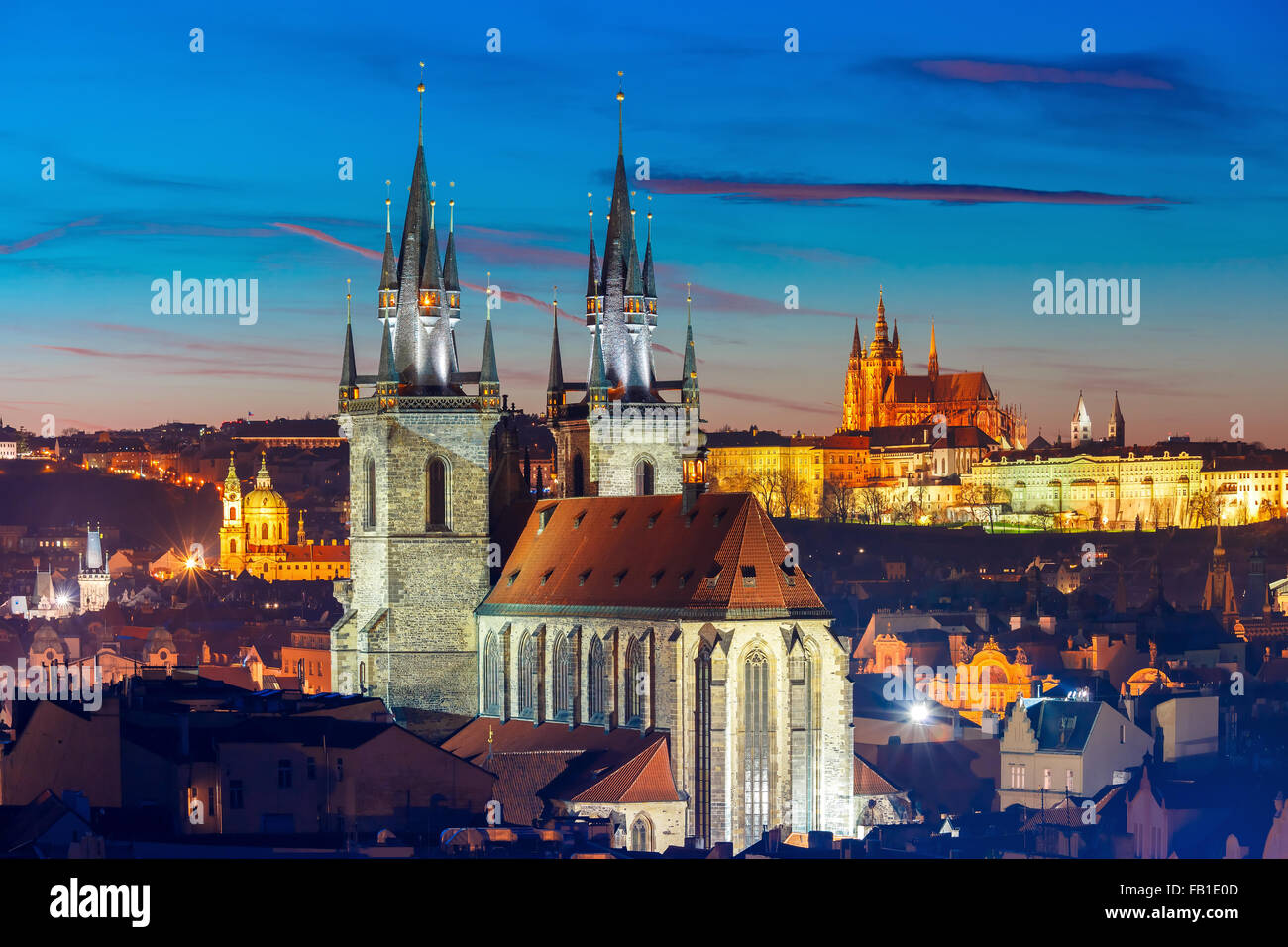 Aerial view over Old Town, Prague, Czech Republic Stock Photo