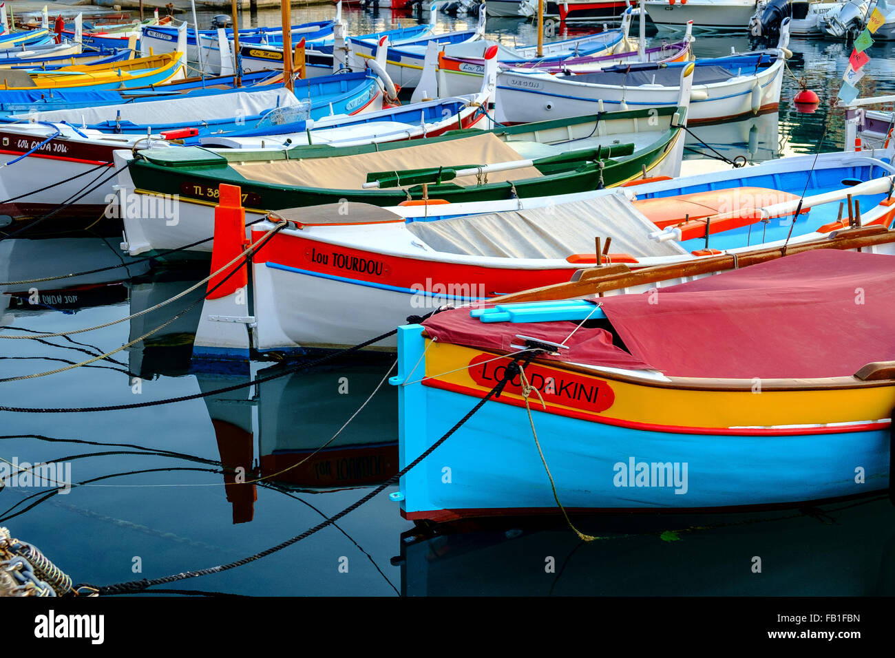 colourful colorful boat boats harbor harbour nice Stock Photo