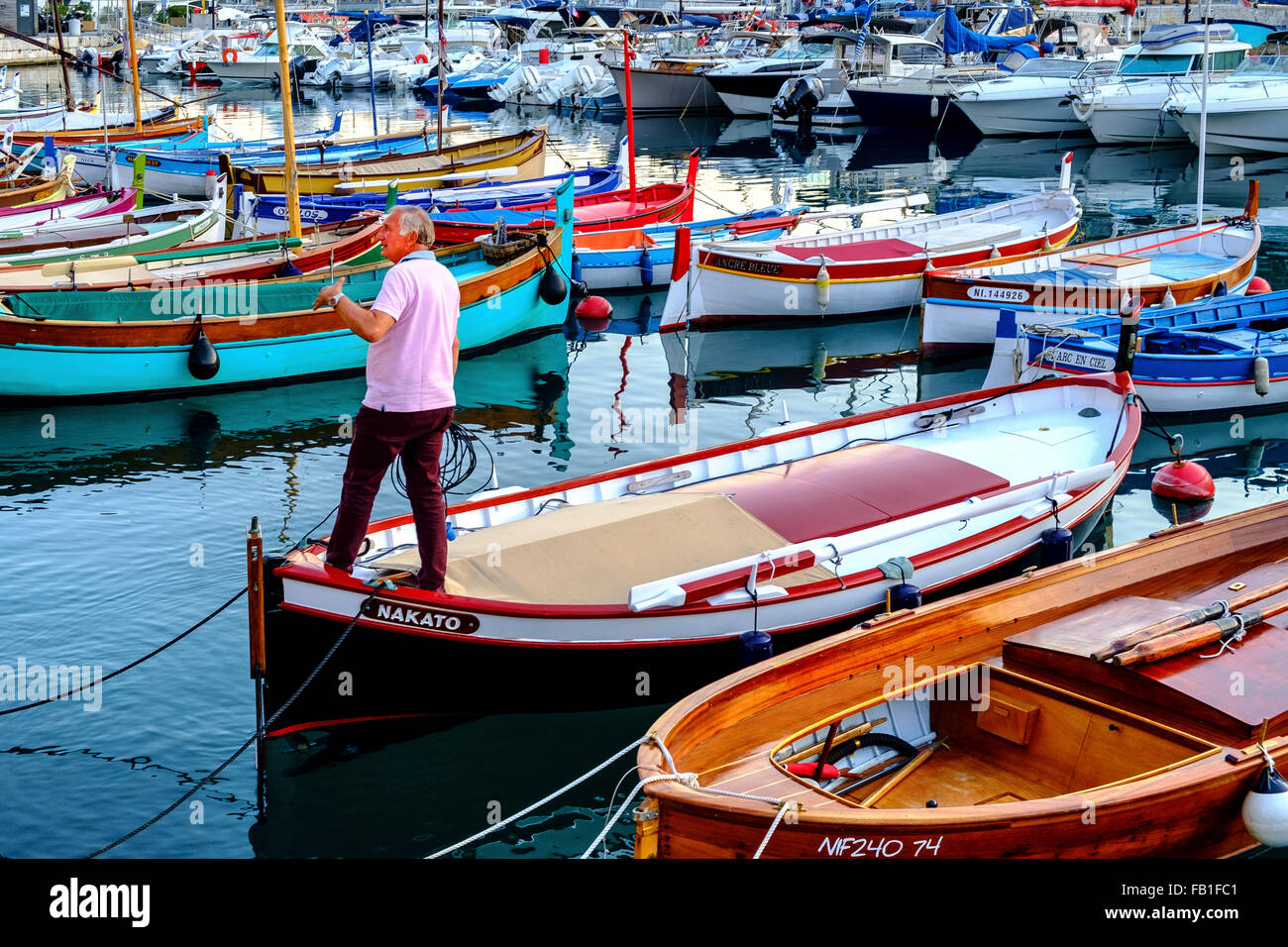 colourful colorful boat boats harbor harbour nice Stock Photo