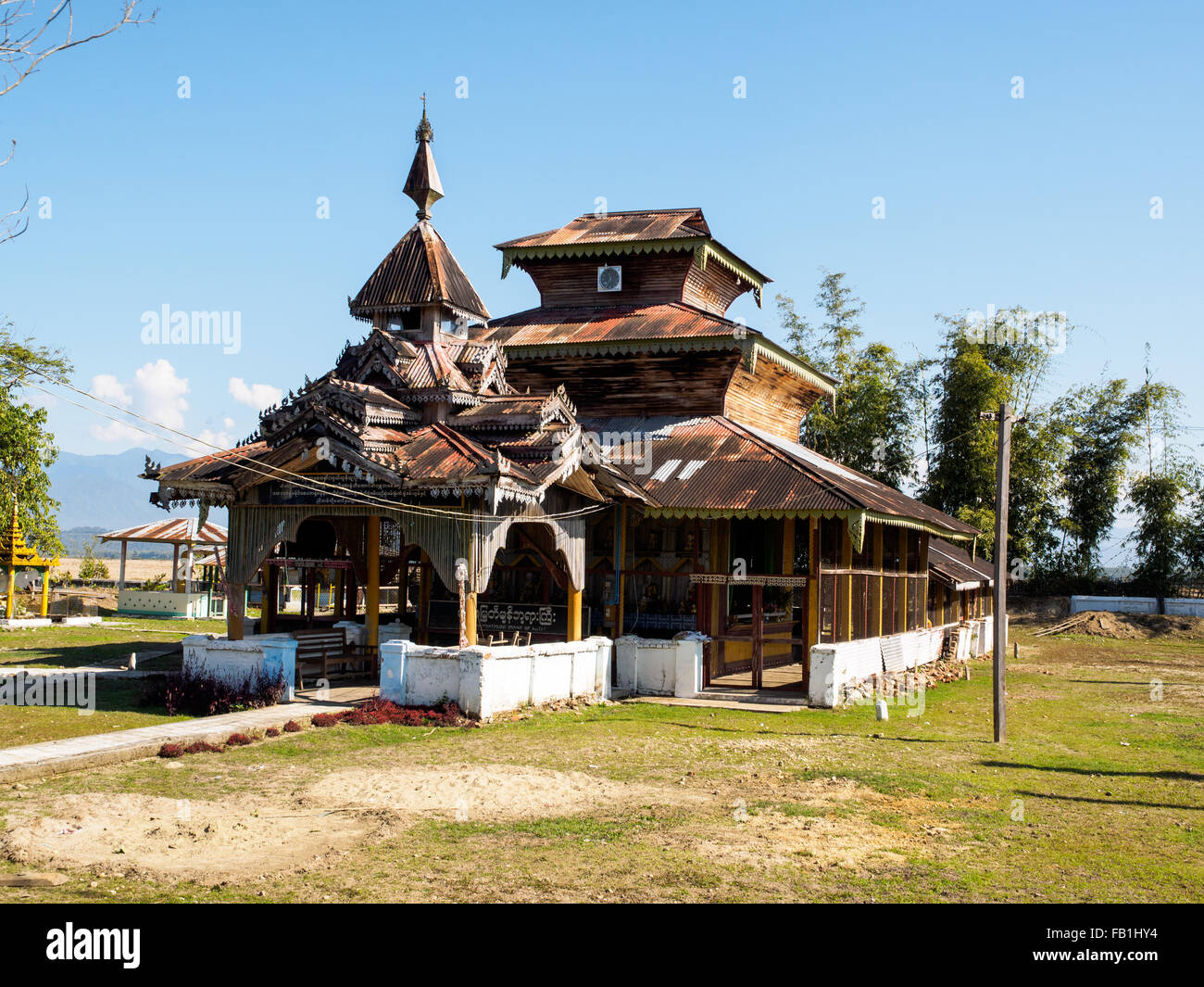 An old Buddhist monastery in the vicinity of Putao, northern Myanmar. Stock Photo