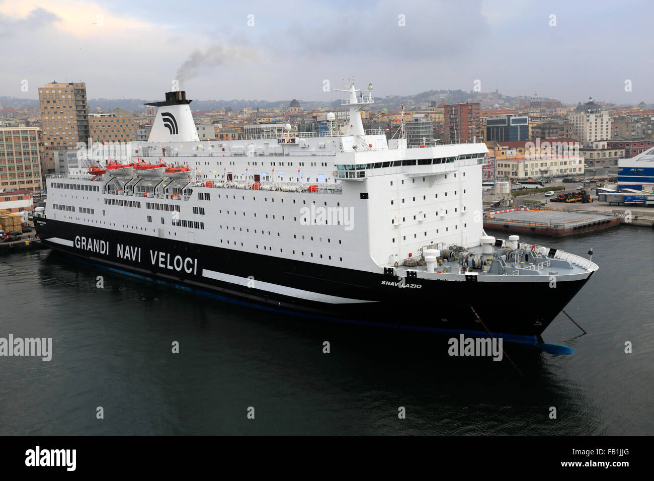 City view with ferry port and ferries hires stock photography and