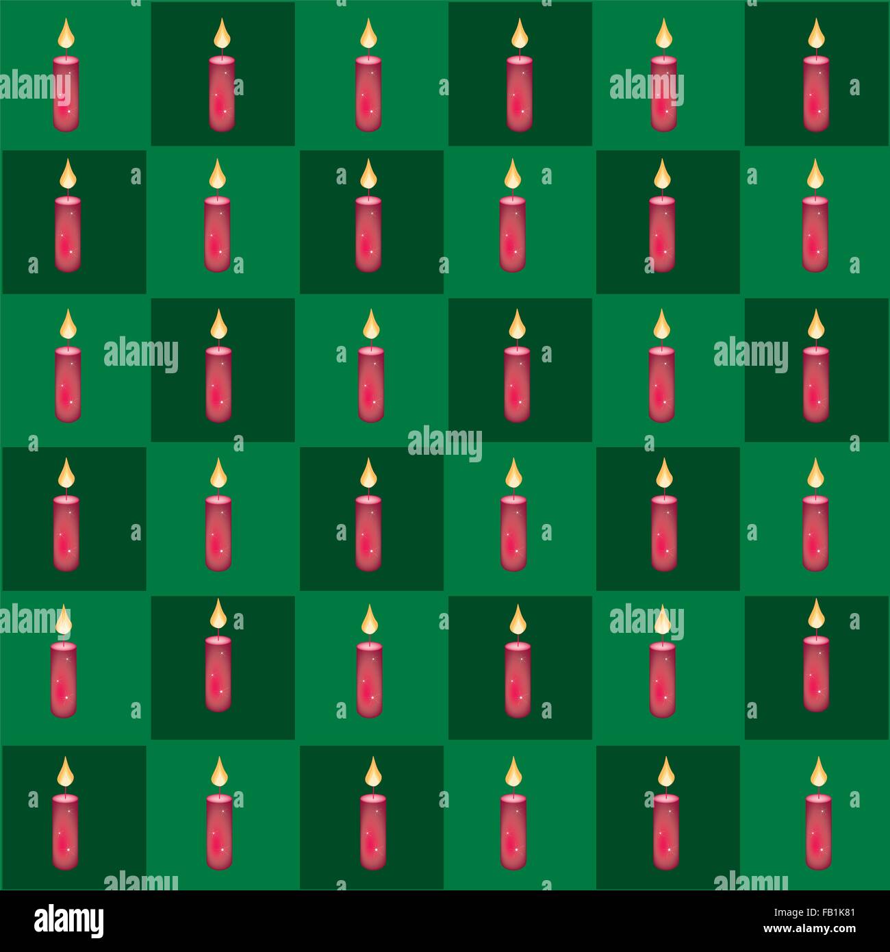 An Illustration Seamless Patterns of Lighting Candle in Green and Dark