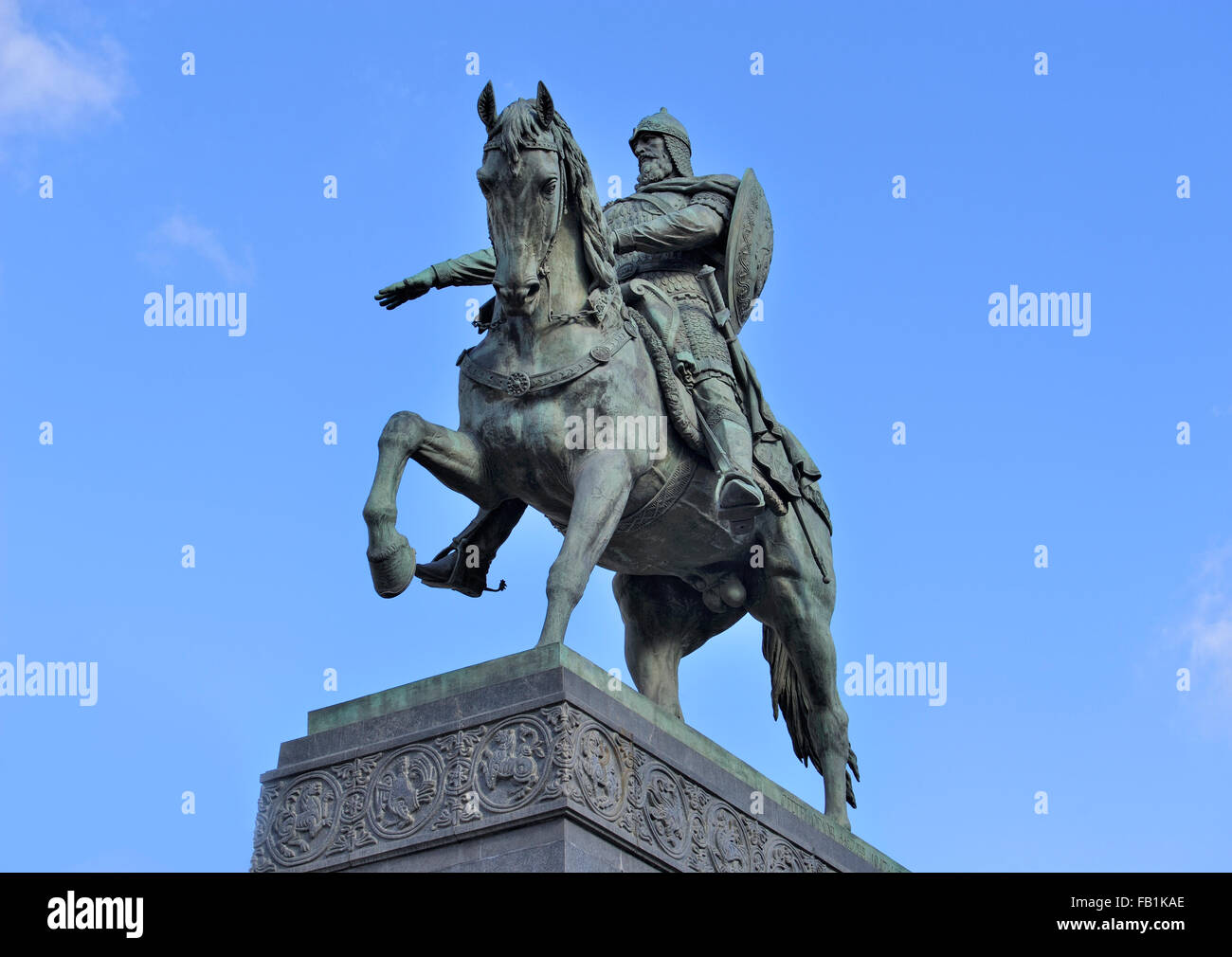 Monument to Prince Yuri Dolgoruky, Moscow, landmark Stock Photo