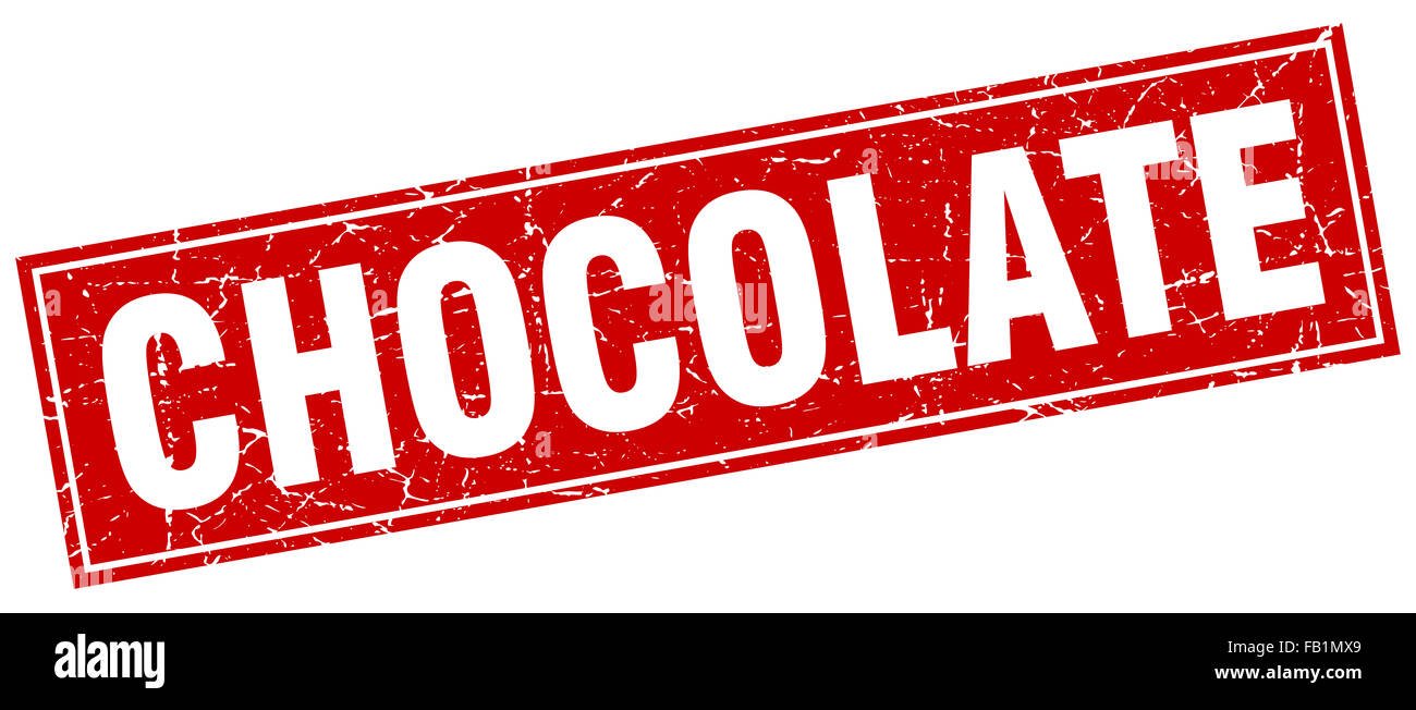 chocolate red square grunge stamp on white Stock Photo - Alamy