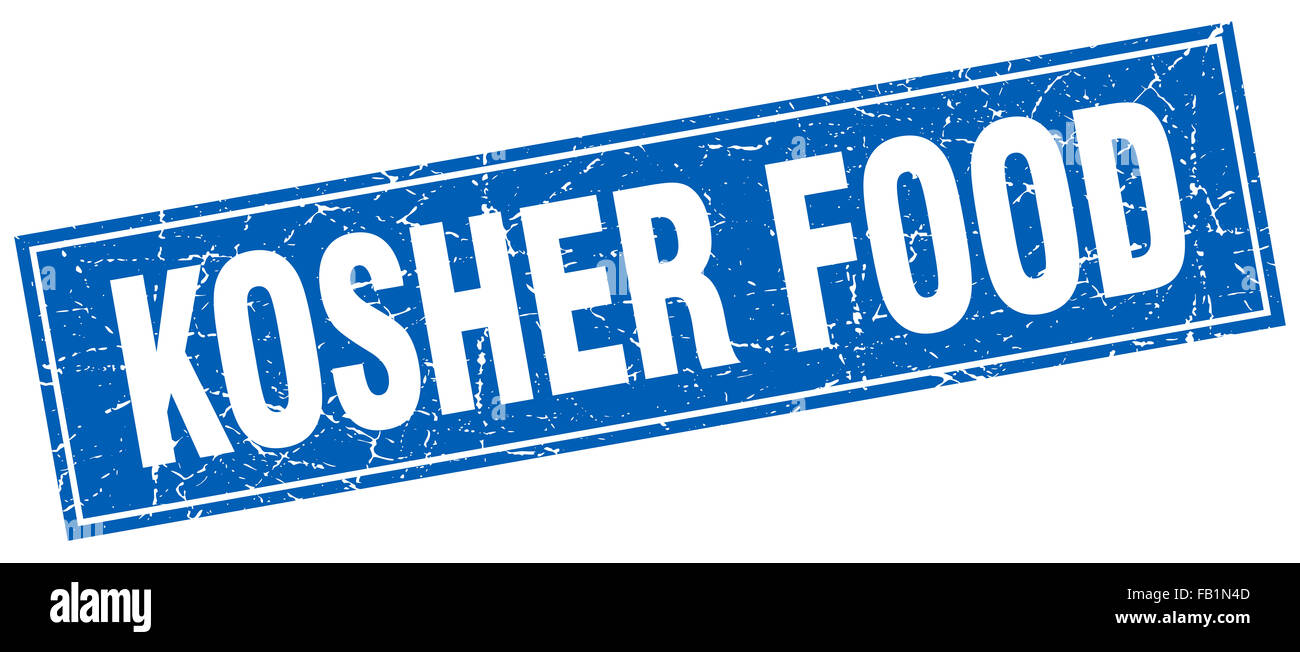 kosher food blue square grunge stamp on white Stock Photo - Alamy