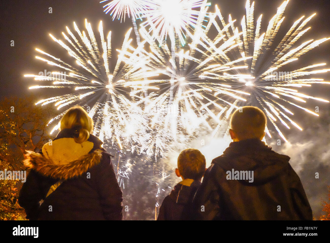 Guy Fawkes night fireworks. Stock Photo