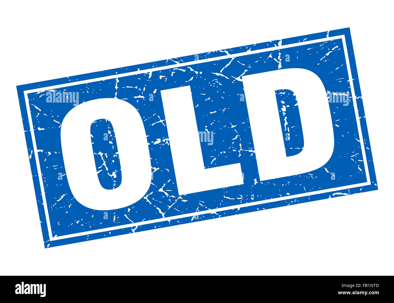 old blue square grunge stamp on white Stock Photo - Alamy