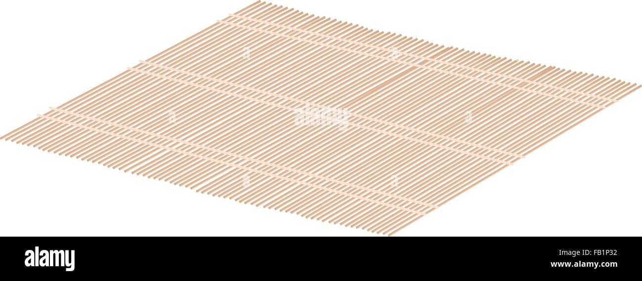 Traditional Japan, Illustration of Makisu or A Mat Woven From Bamboo