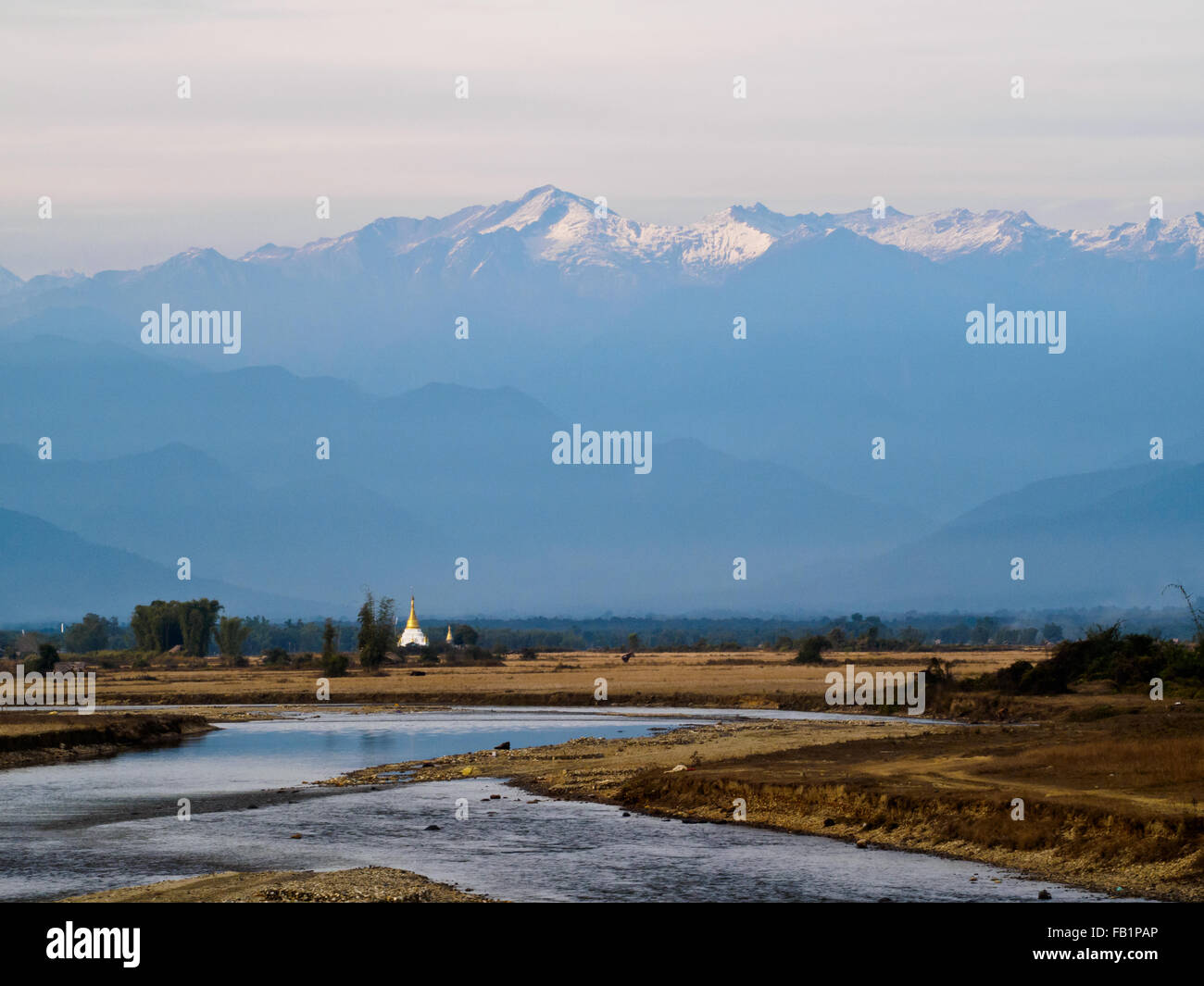 The picturesque scenery of Putao and its snow-capped mountains, northern Myanmar Stock Photo