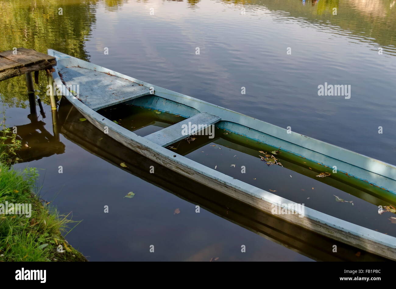 Old abandoned boat by lake, Pancharevo, Bulgaria Stock Photo - Alamy