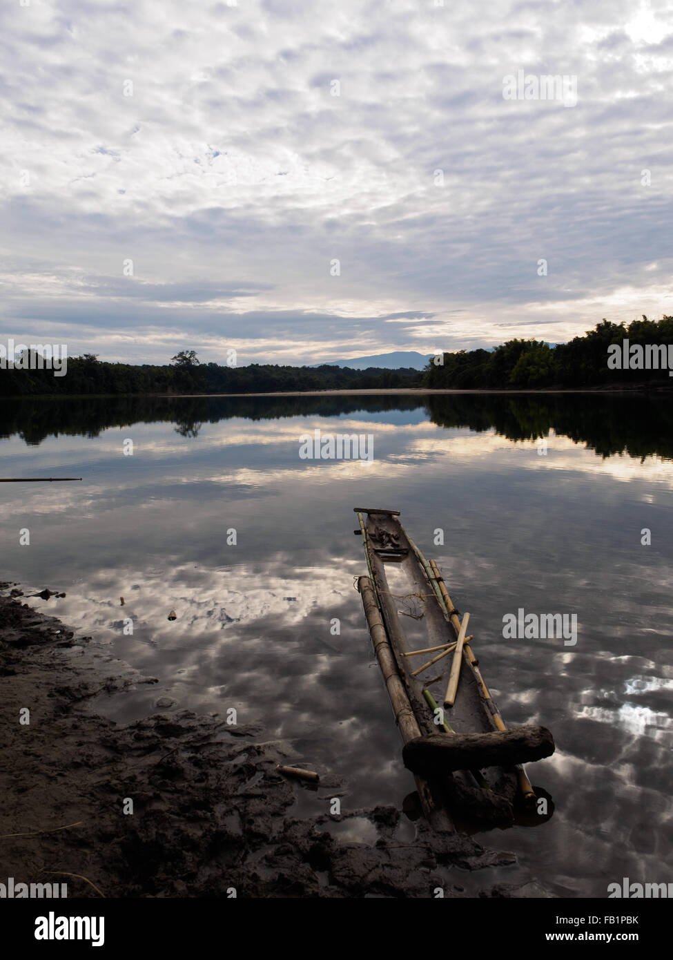 The beautiful scenery of a river at Nam Kham village, northern Myanmar. Stock Photo