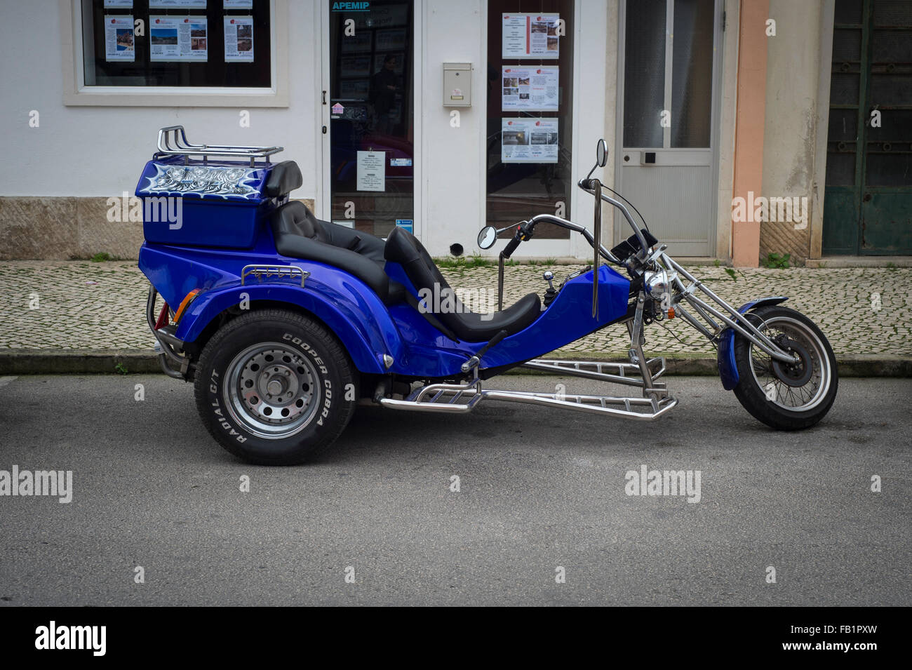 custom trike, motorbike parked in the 
