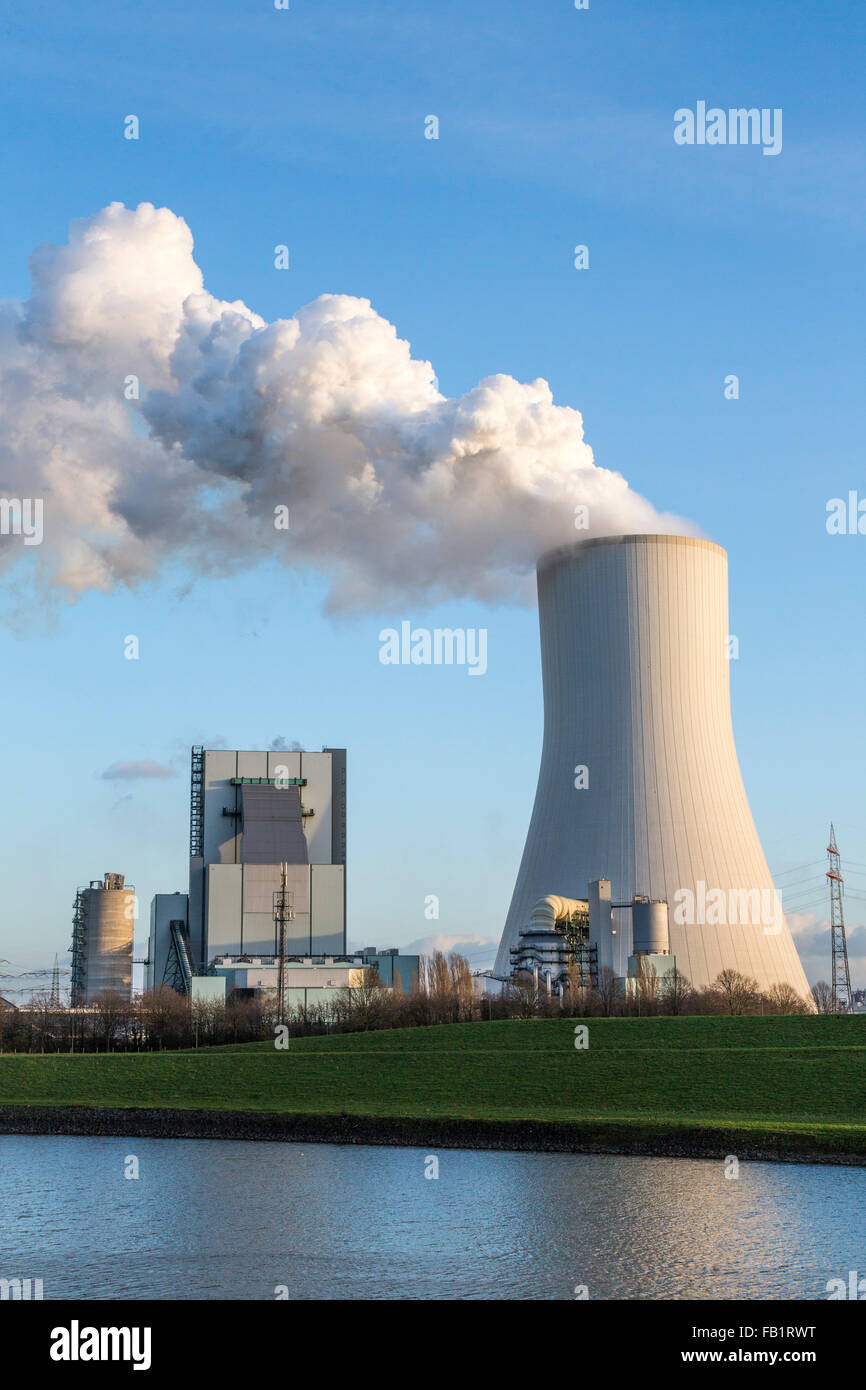 STEAG coal power plant Walsum, near Duisburg on the Rhine, the cooling tower of Block 10, Stock Photo