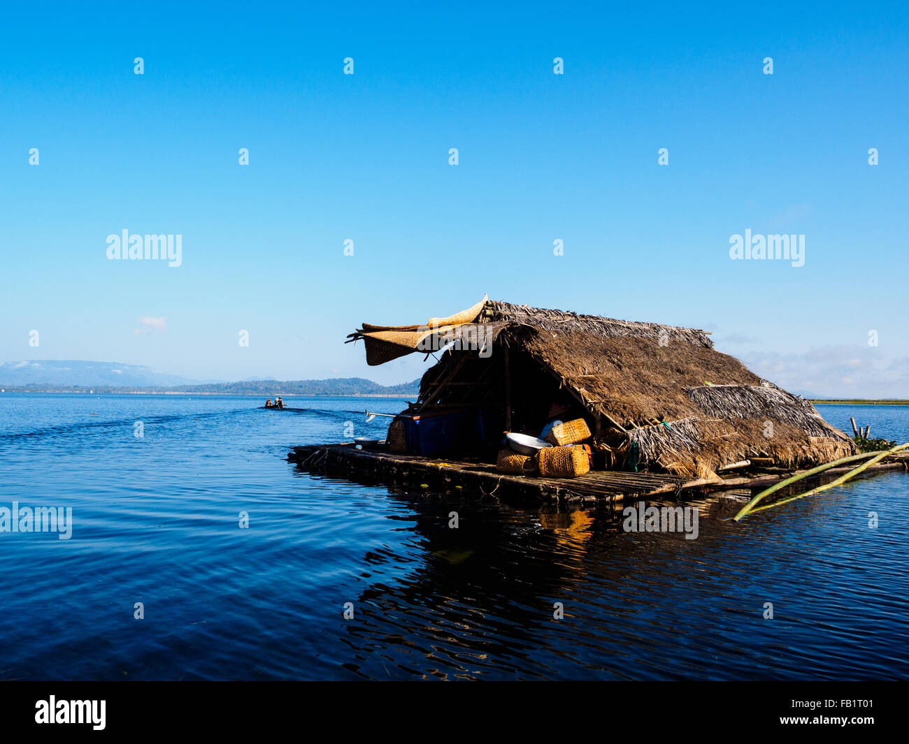 Floating fish market at Indawgyi Lake. Stock Photo