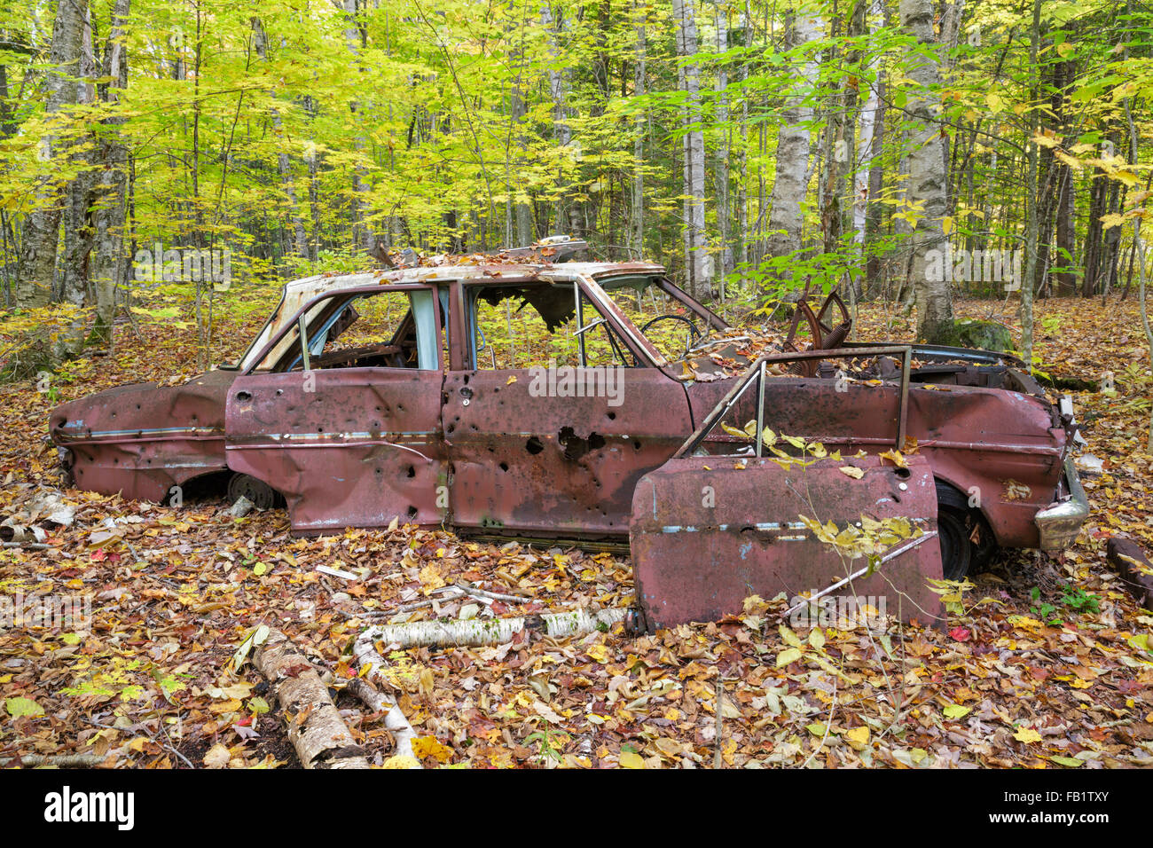 Abandoned car at the site of the old North Woodstock Civilian