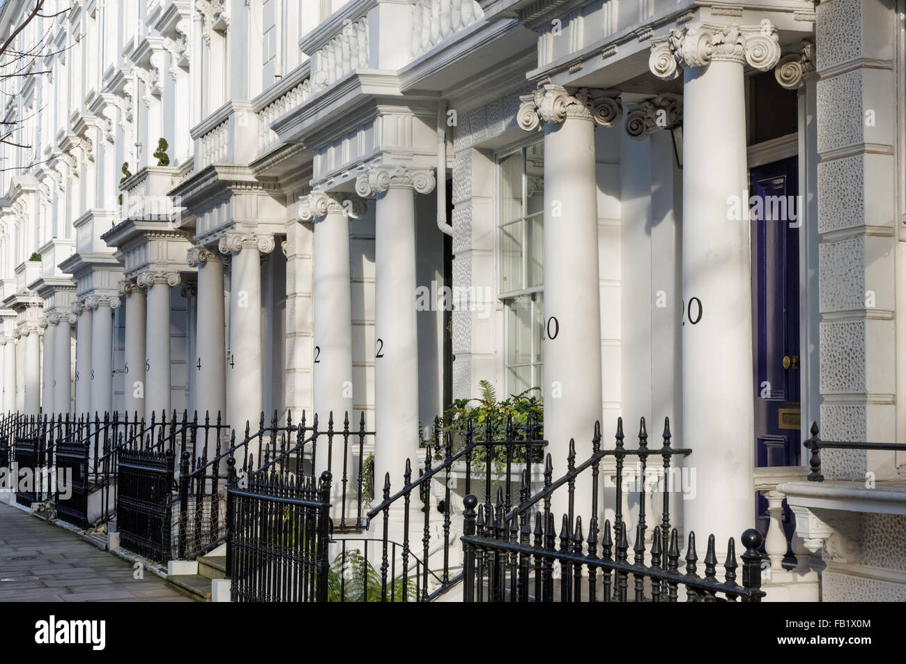 Georgian terraced town houses on Palace Gardens Terrace, London England United Kingdom UK Stock Photo