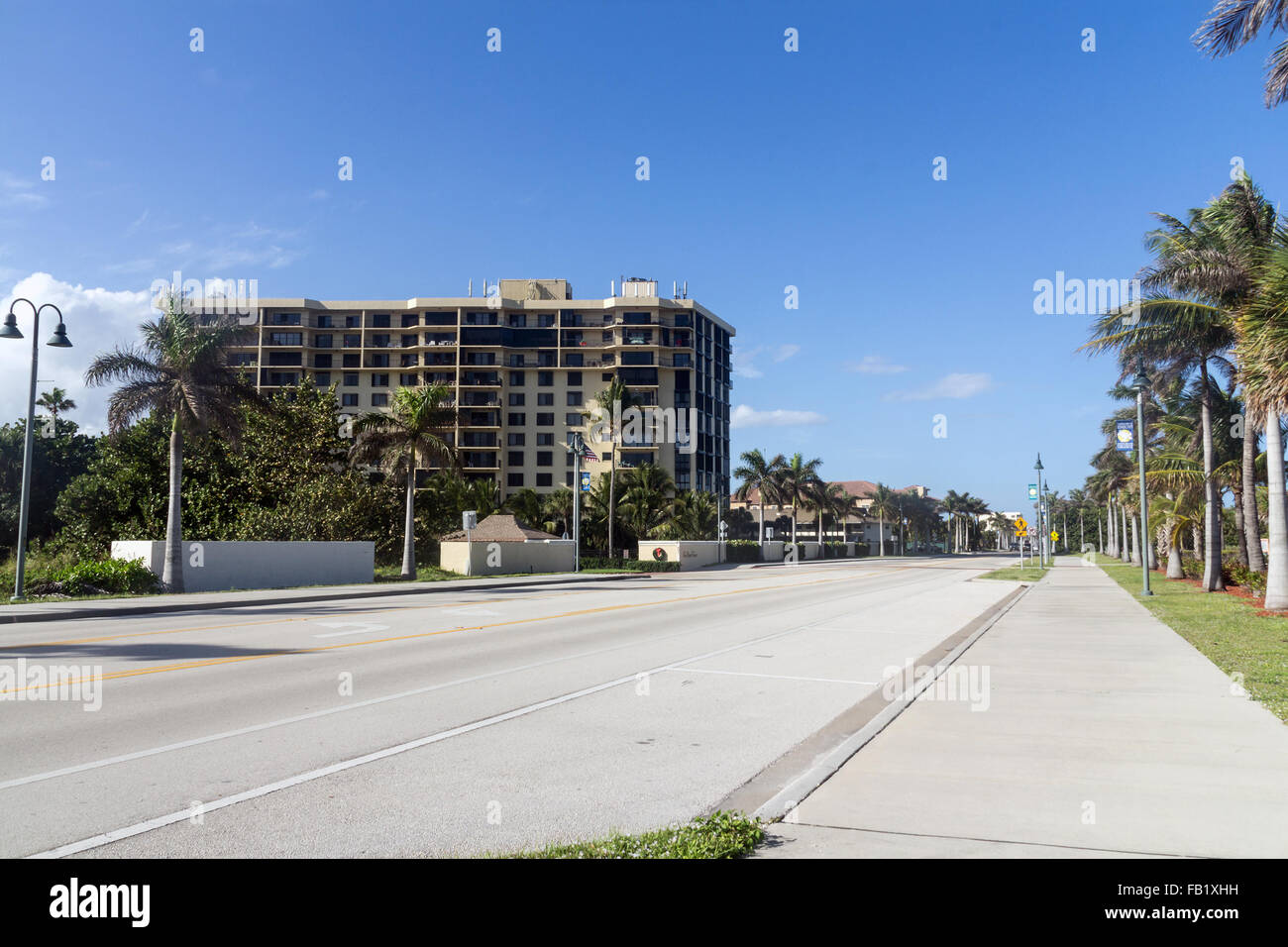 Fort Pierce, Florida, USA - December 28, 2015: view of Fort Pierce Florida road A1A in frond of South Beach Park at daytime Stock Photo