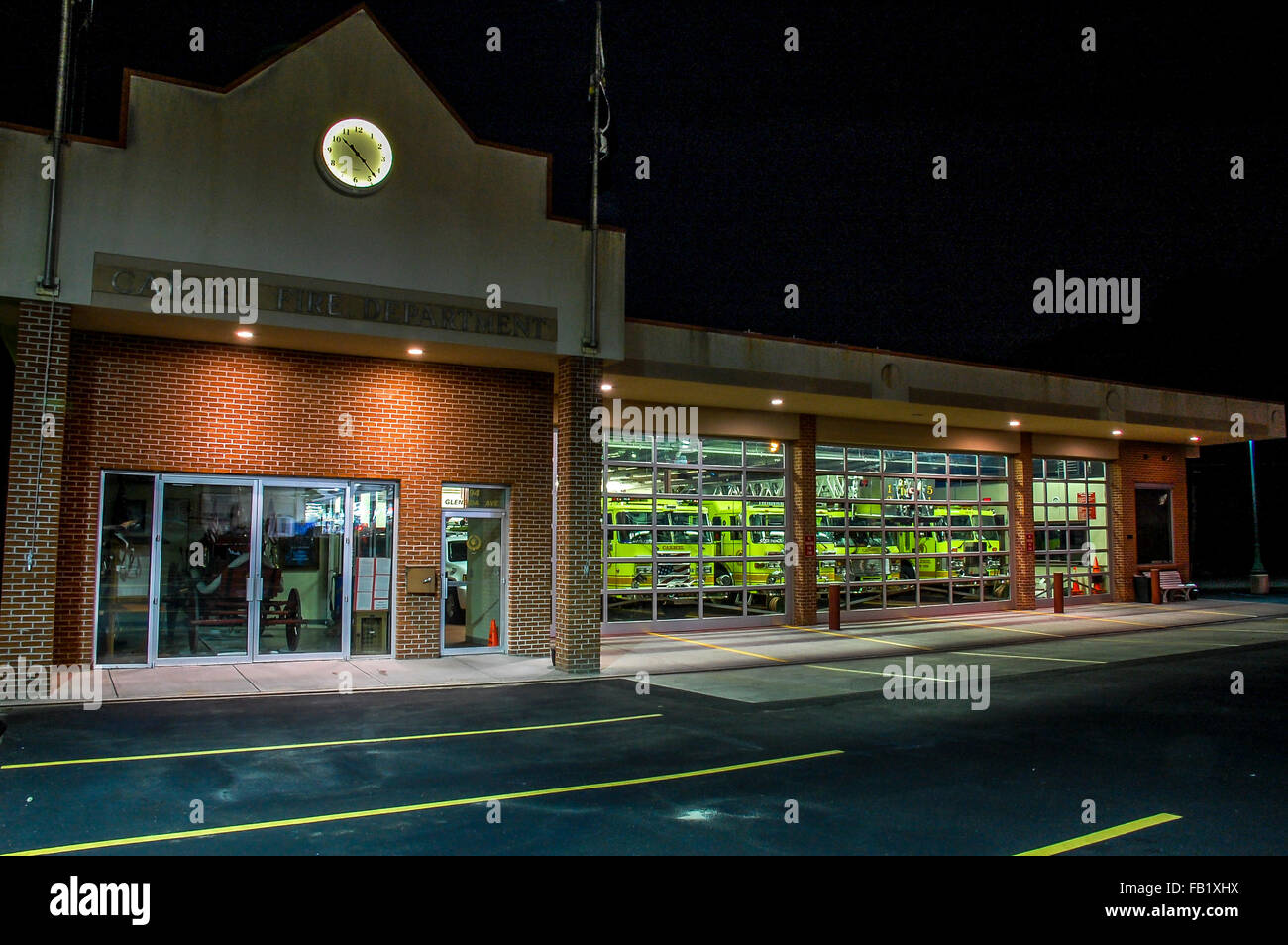 CARMEL NY USA - OCTOBER 05, 2009 ;  Night view of Fire department in Carmel NY , town in Putnam county . Stock Photo