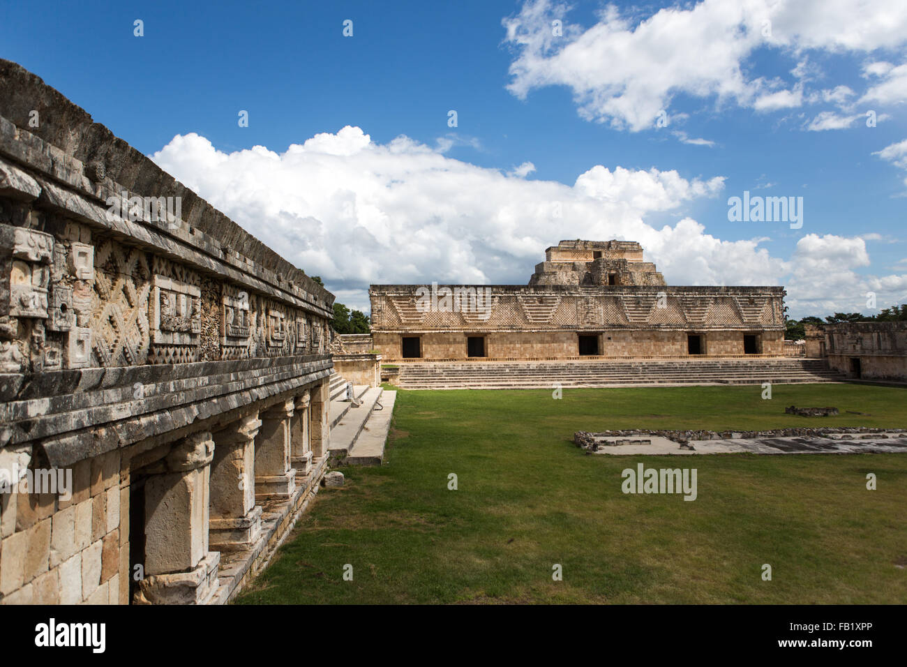 Nunnery Quadrangle, part of the ruins at Uxmal, Yucatan, Mexico. It is an ancient Maya city of the classical period. Stock Photo