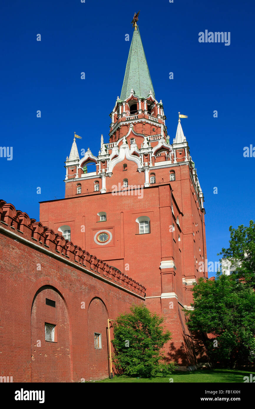 The Trinity Tower or Troitskaya Tower (1495-1499) of the Moscow Kremlin in Russia Stock Photo