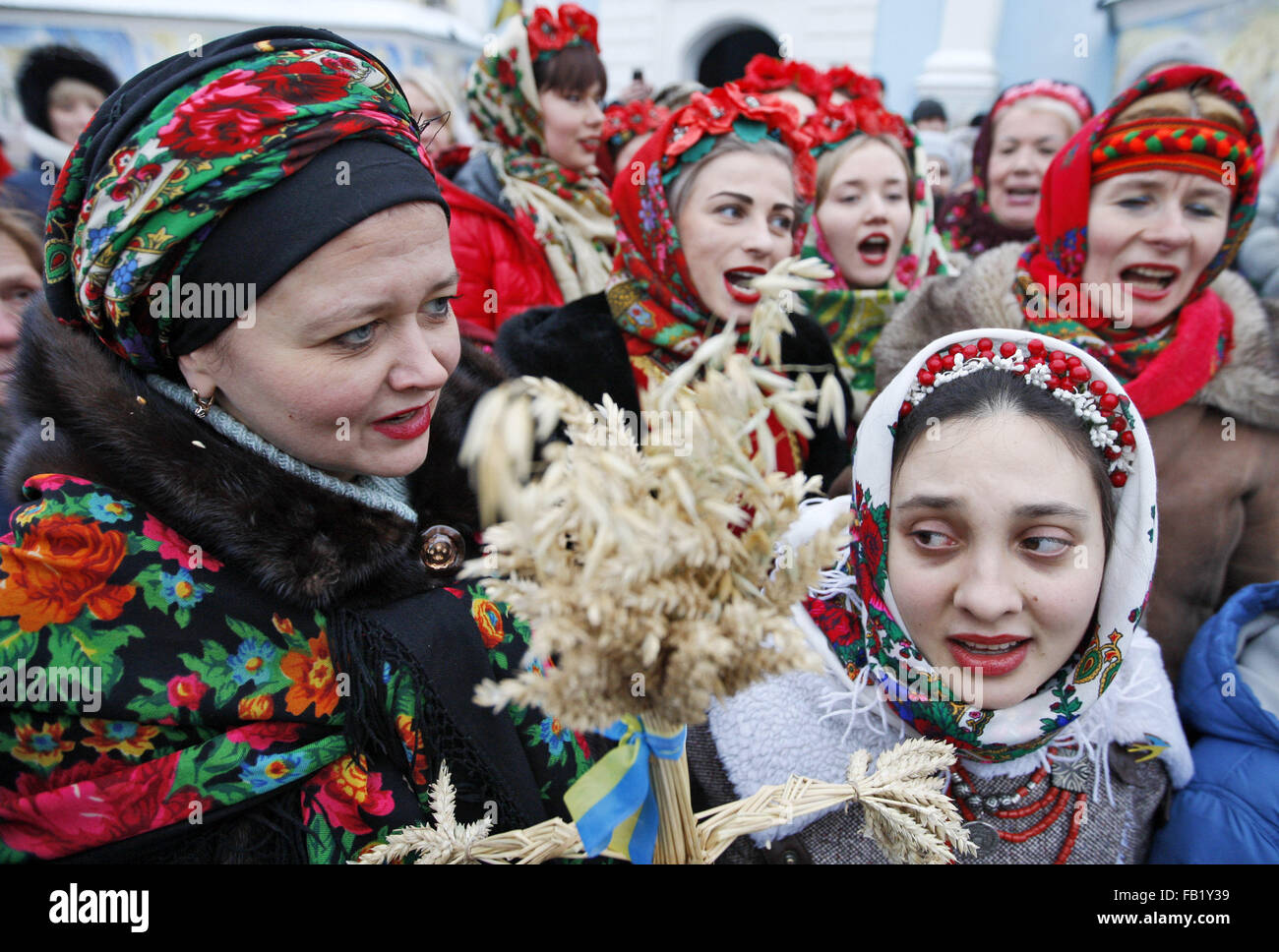 Kiev, Ukraine. 07th Jan, 2016. Ukrainians wearing traditional dresses ...