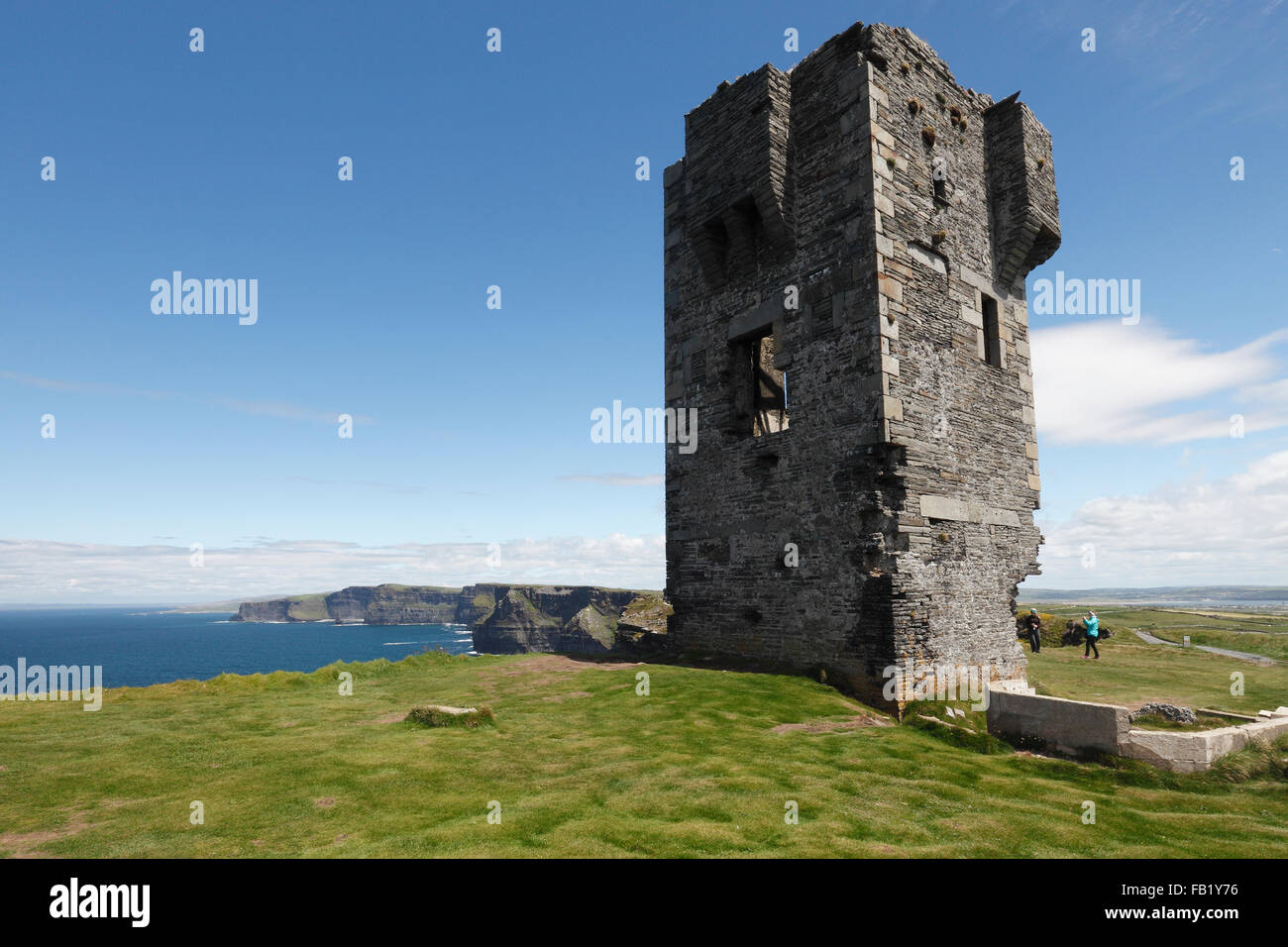 Moher Tower at Hag's Head near Liscannor, Cliffs of Moher, County Clare, Ireland Stock Photo