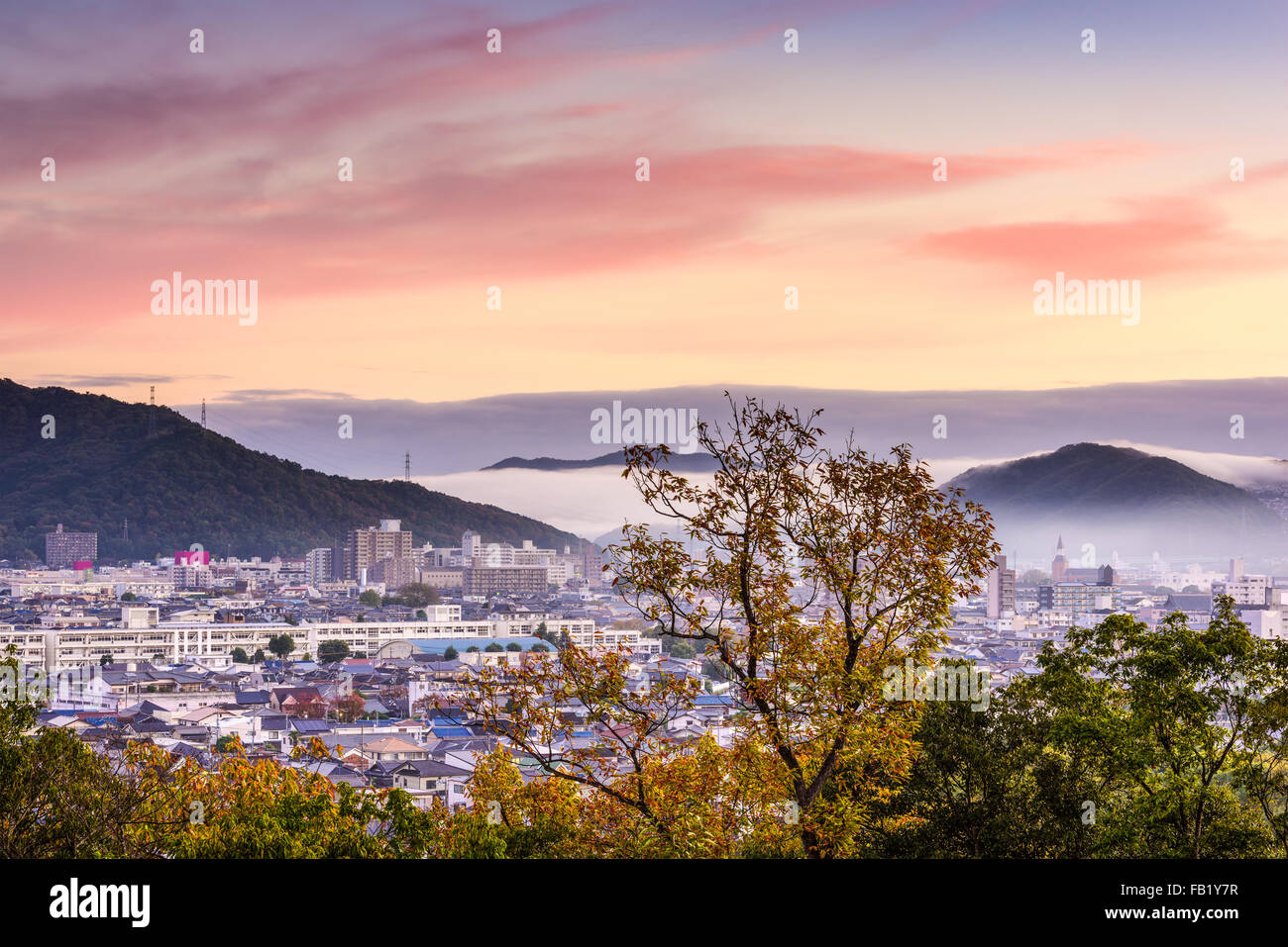 Himeji, Japan morning cityscape. Stock Photo