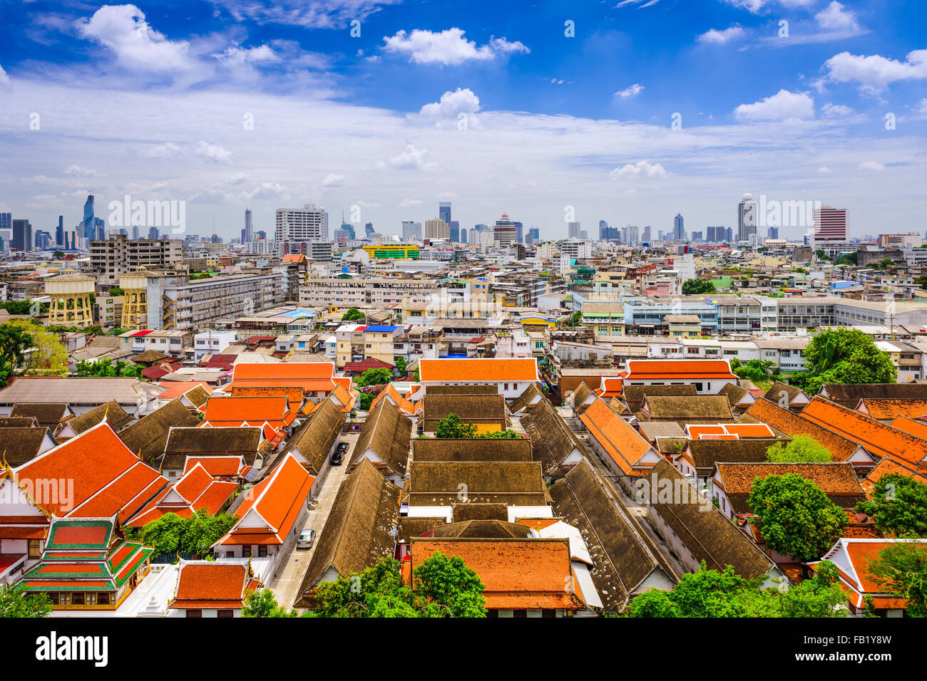 Bangkok, Thailand skyline over temple buildings. Stock Photo