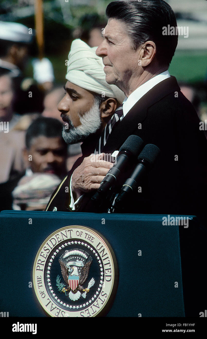 Washington, DC., USA, 12th April, 1983 President Ronald Reagan hosts