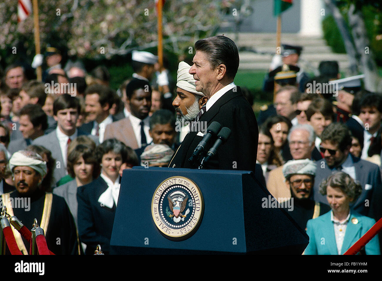 Washington, DC., USA, 12th April, 1983 President Ronald Reagan hosts
