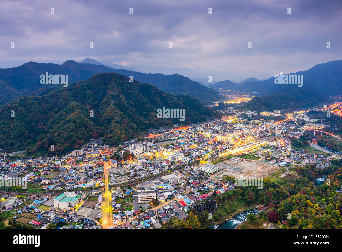 Otsuki, Japan town cityscape. Stock Photo