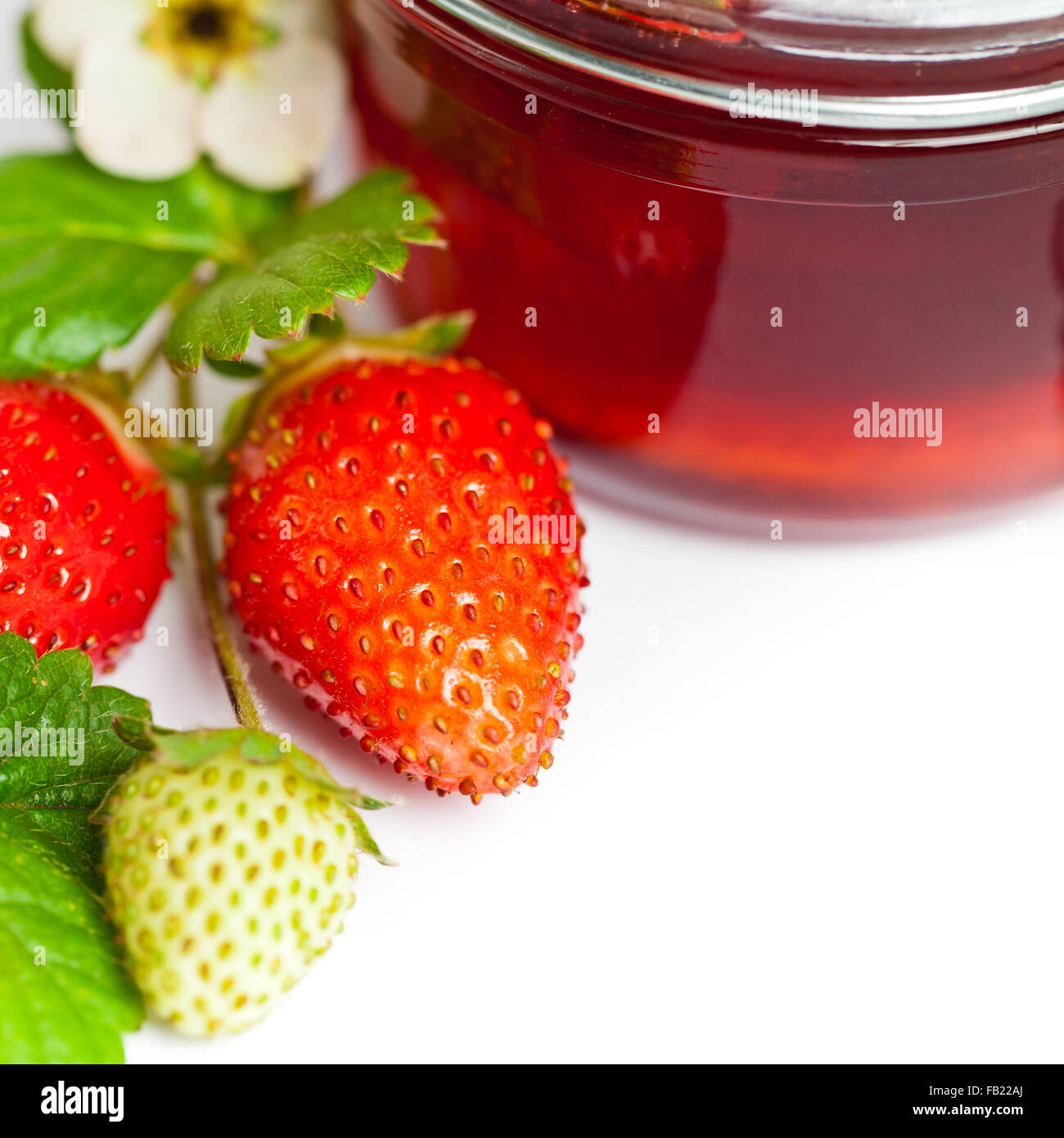 Strawberry Jam on white background Stock Photo - Alamy