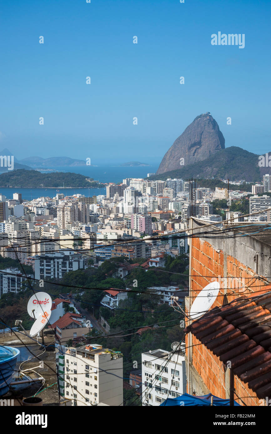 View of Rio from Vila Pereira da Silva favela, Pereirão, Laranjeiras, Rio de Janeiro, Brazil Stock Photo