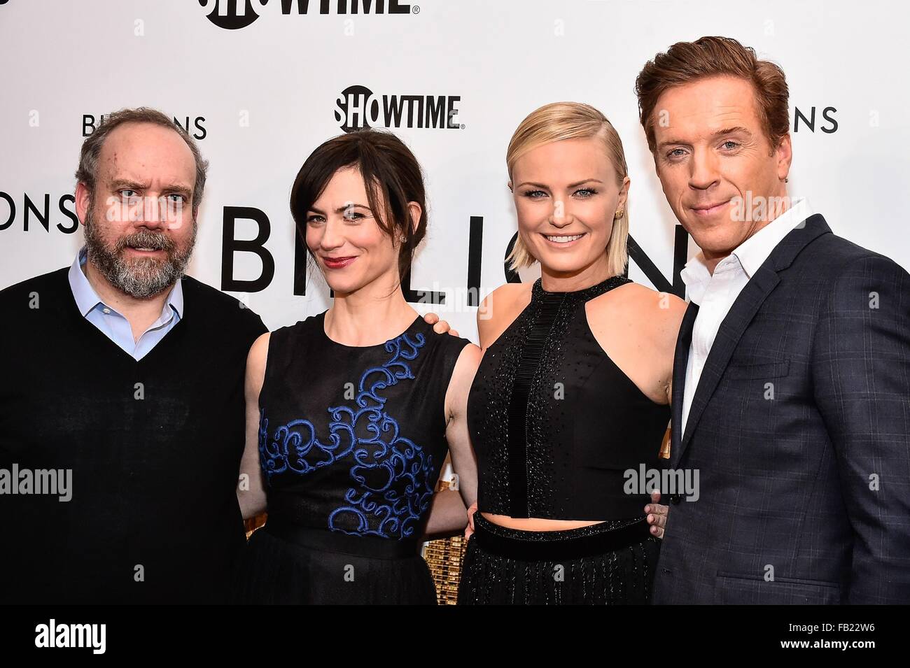 New York, NY, USA. 7th Jan, 2016. Paul Giamatti, Maggie Siff, Malin Akerman, Damian Lewis at arrivals for BILLIONS Showtime Series Premiere, Museum of Modern Art (MoMA), New York, NY January 7, 2016. Credit:  Steven Ferdman/Everett Collection/Alamy Live News Stock Photo