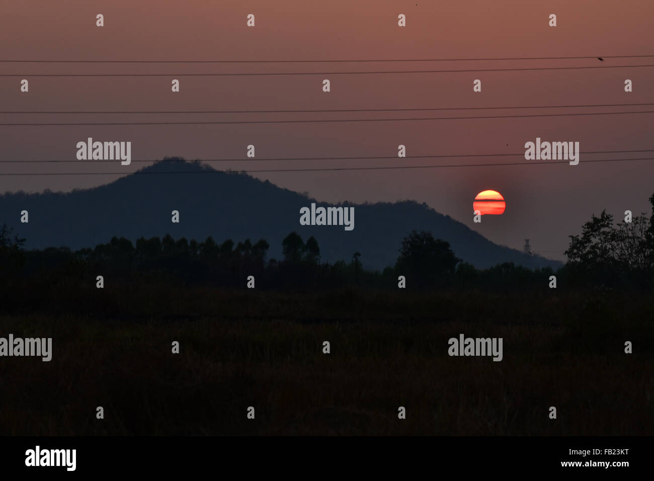 Sunset mountain landscape Stock Photo - Alamy
