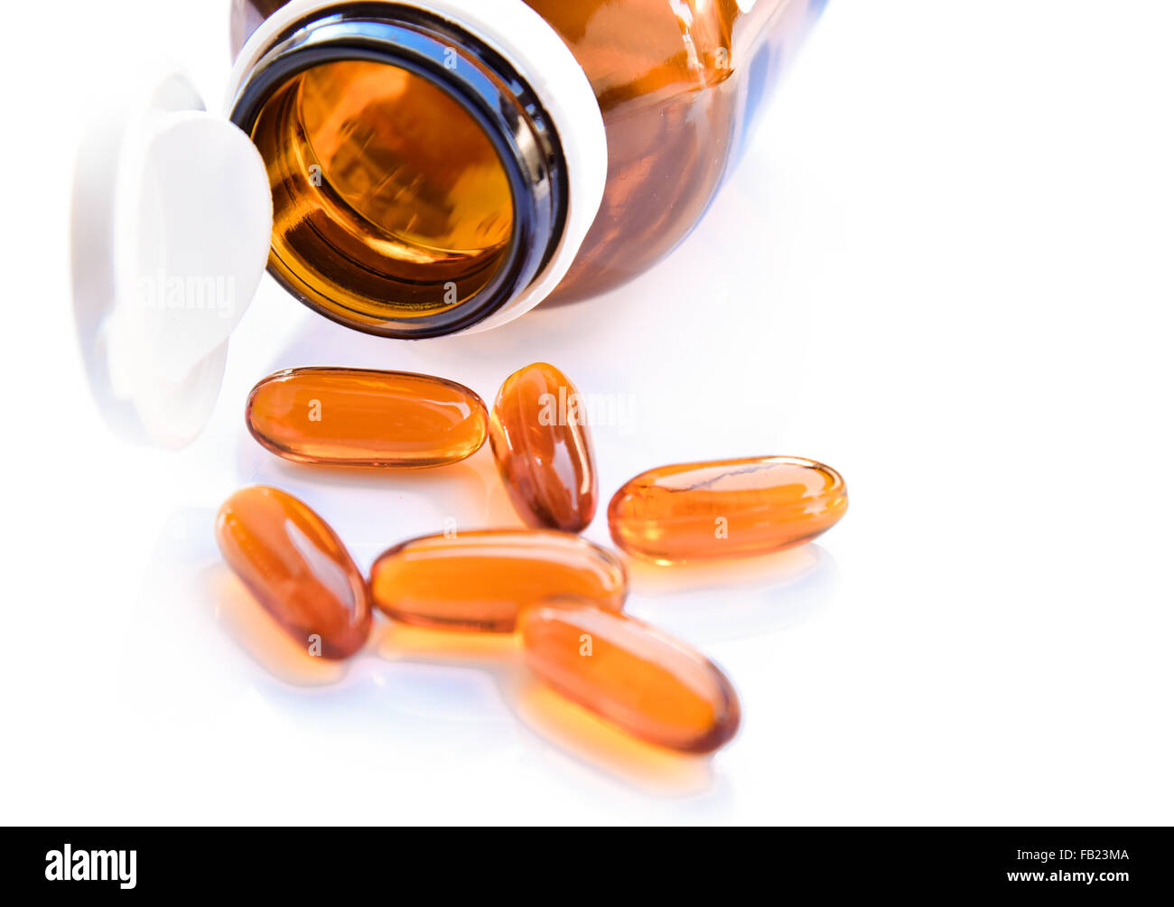 Lecithin gel vitamin supplement capsules isolated on white background